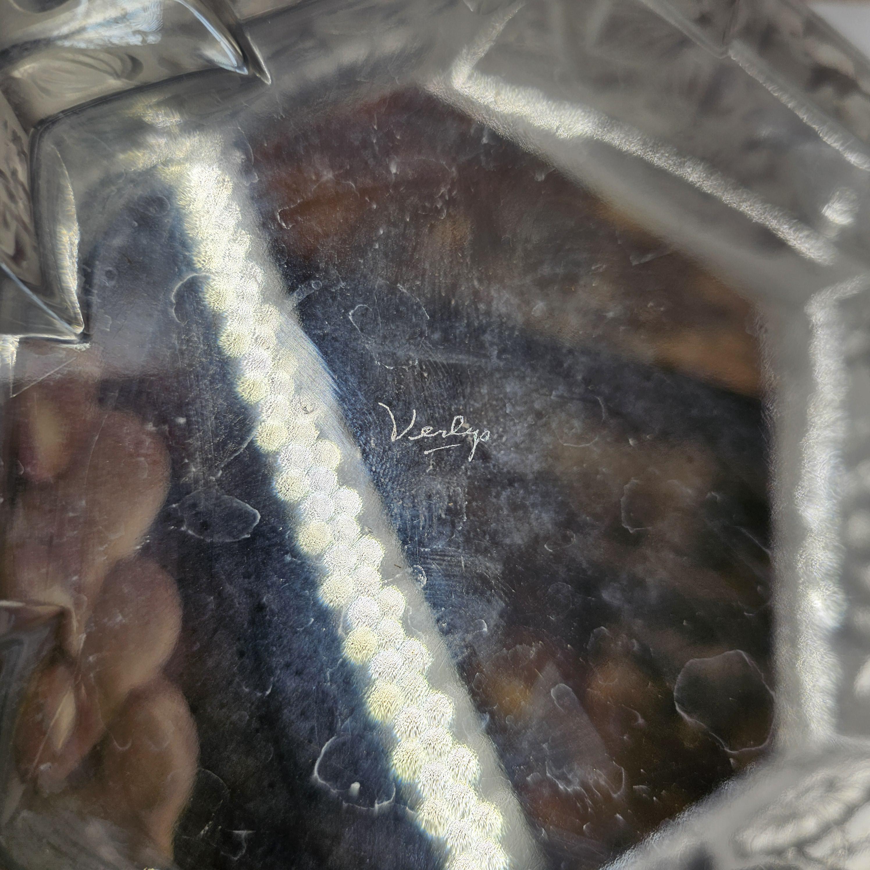 Vintage Verlys America Art Deco Hexagonal Glass Planter / Flower Bowl