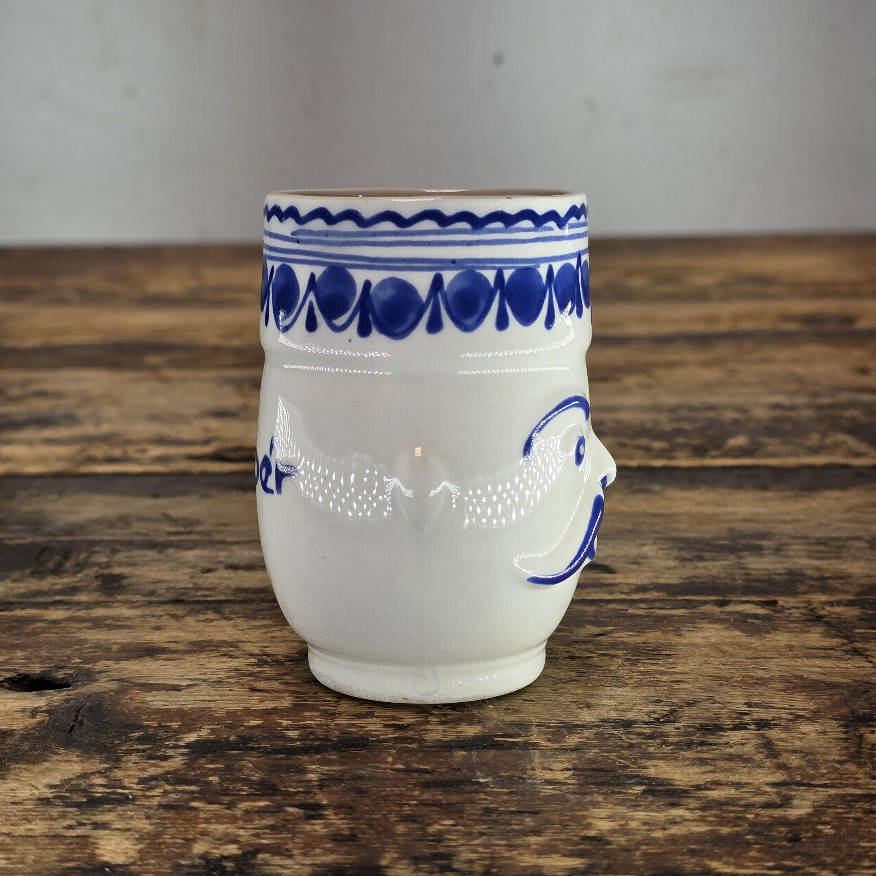 Vintage Hungarian Folk Art Face Mug / Brandy Cup - "Révbér"