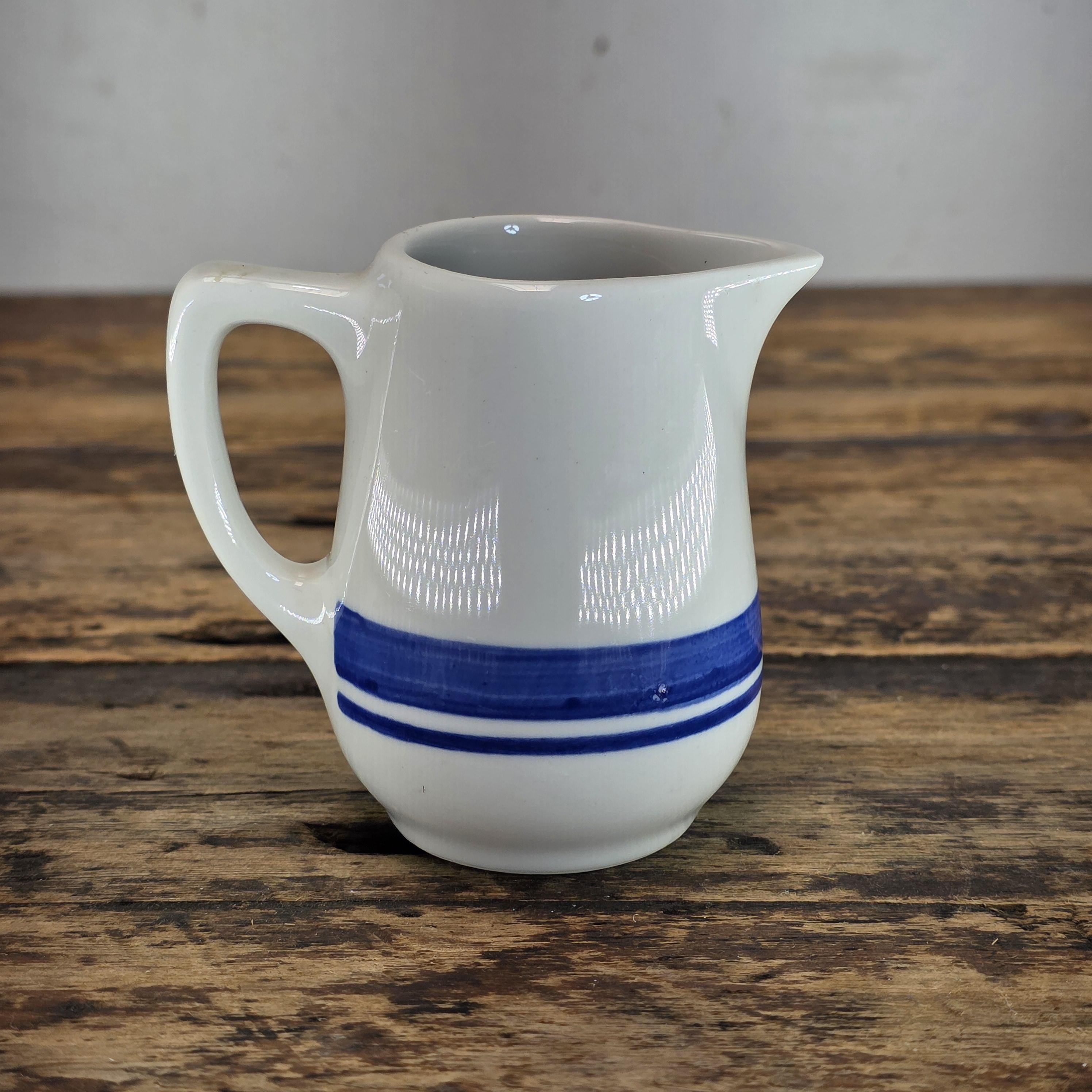 Vintage Lamberton Sterling China Restaurant Ware Creamer - Blue Bands, USA