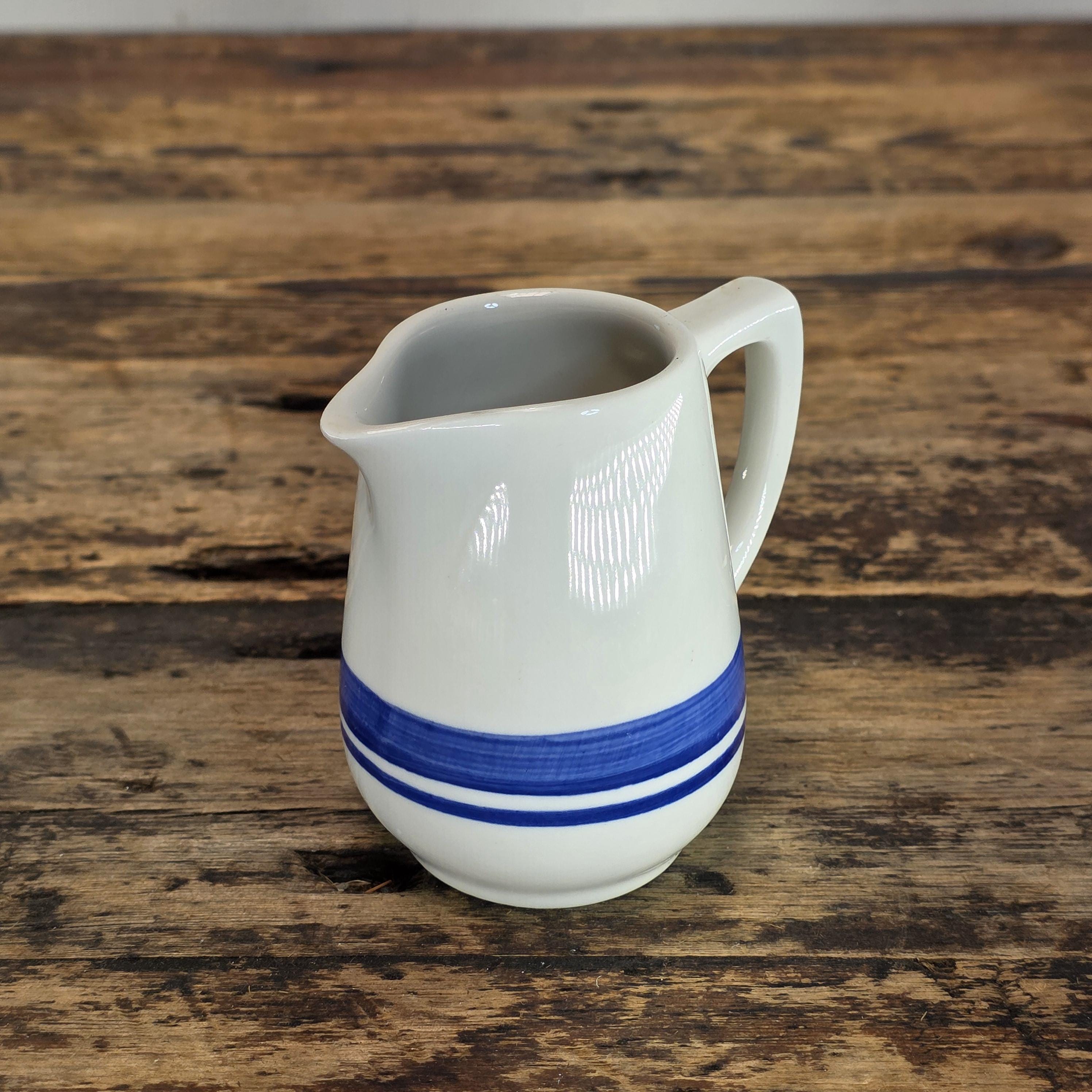 Vintage Lamberton Sterling China Restaurant Ware Creamer - Blue Bands, USA