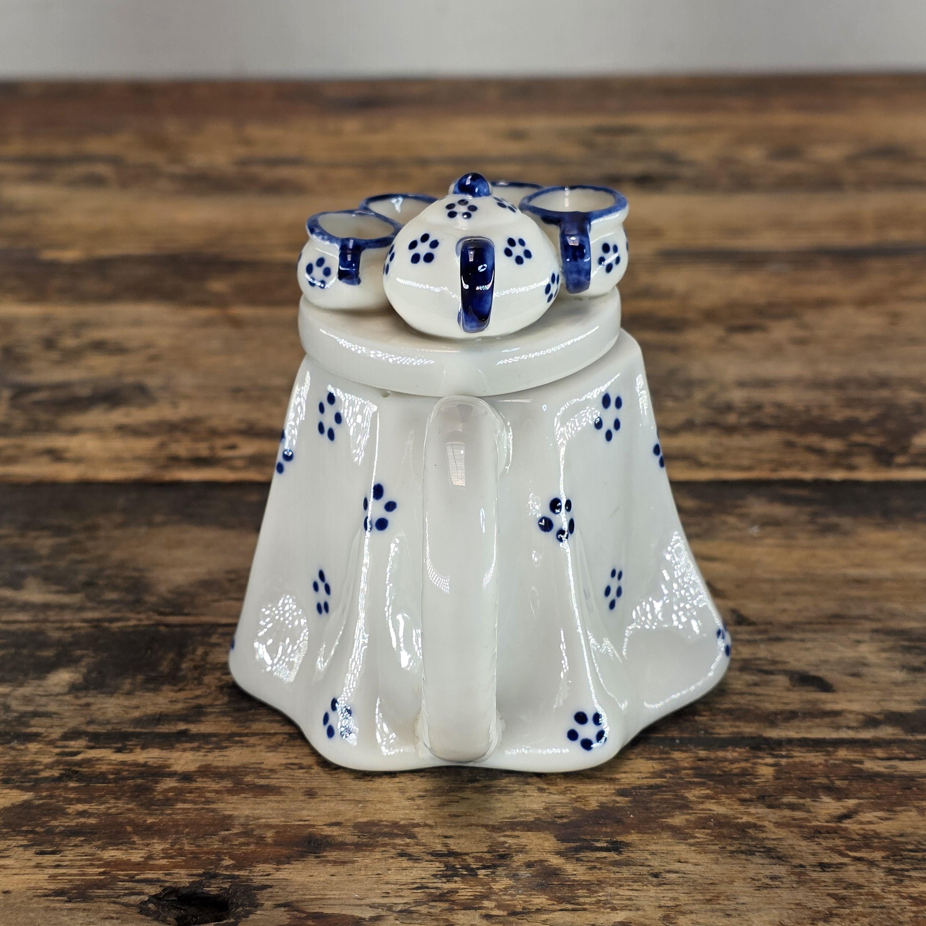 Vintage "Tea Party" Novelty Teapot - Delft Blue Style - Japanese Export Ceramic
