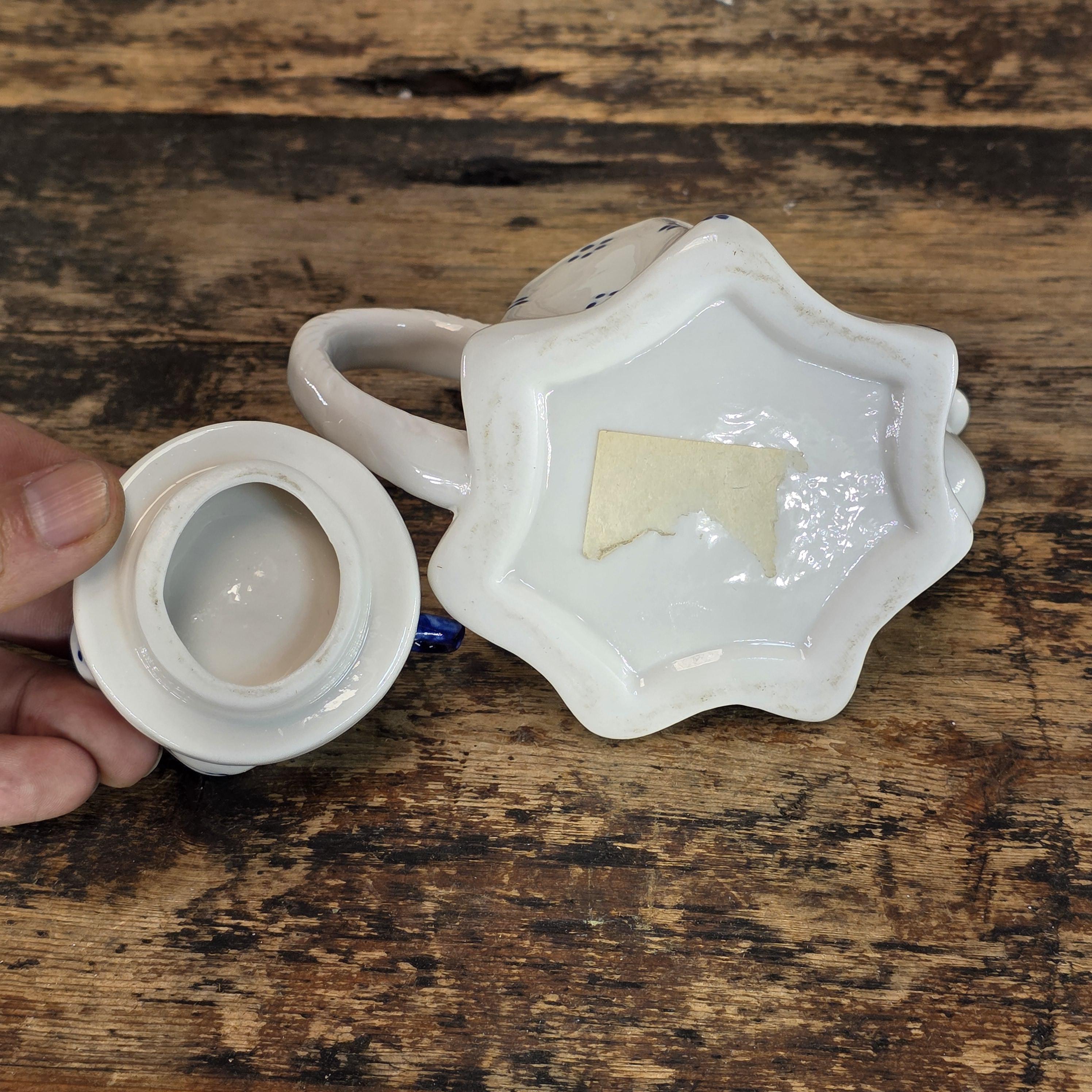 Vintage "Tea Party" Novelty Teapot - Delft Blue Style - Japanese Export Ceramic