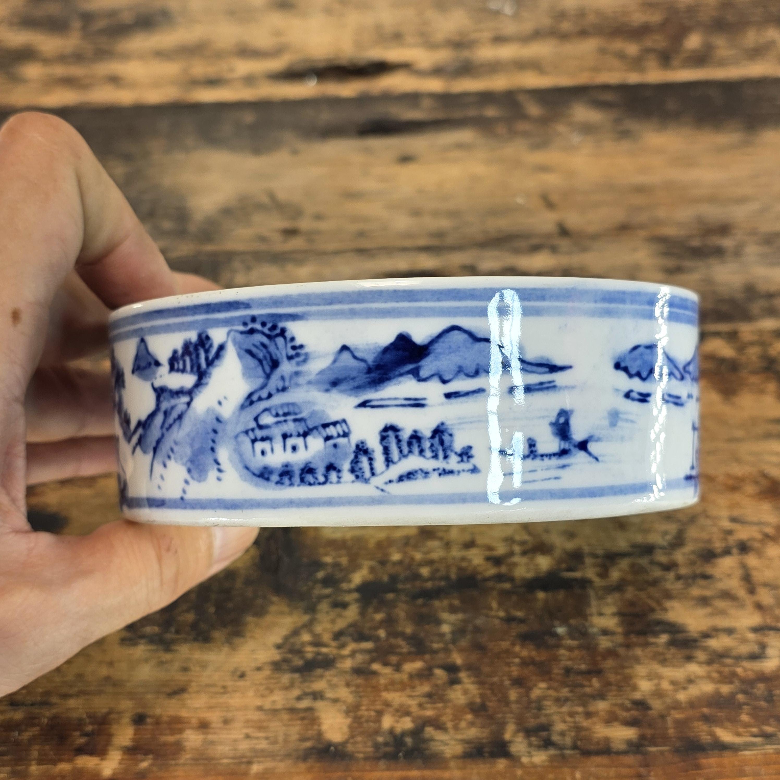 Vintage Chinese Porcelain Brush Washer / Narcissus Planter / Wine Coaster