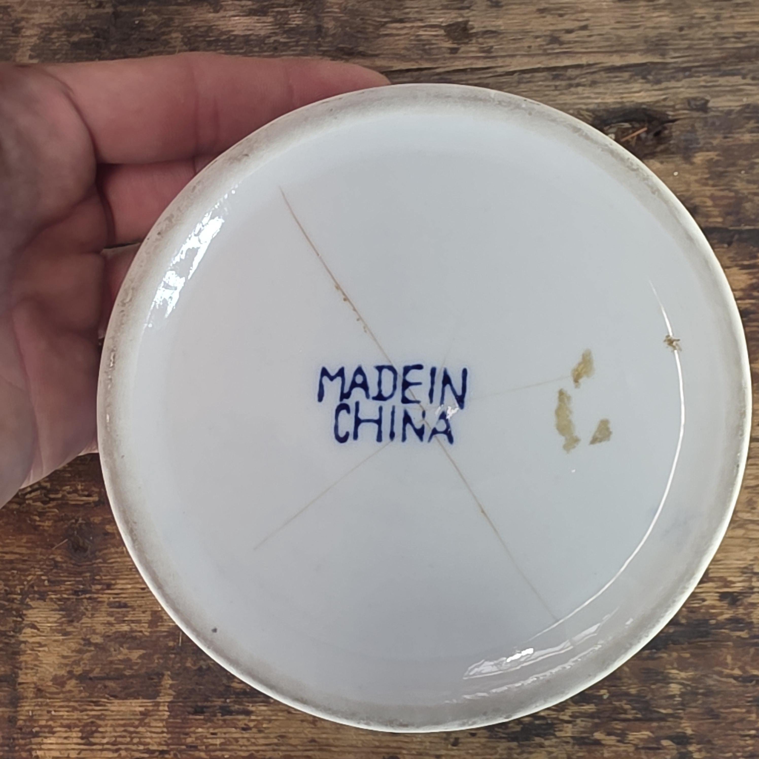 Vintage Chinese Porcelain Brush Washer / Narcissus Planter / Wine Coaster