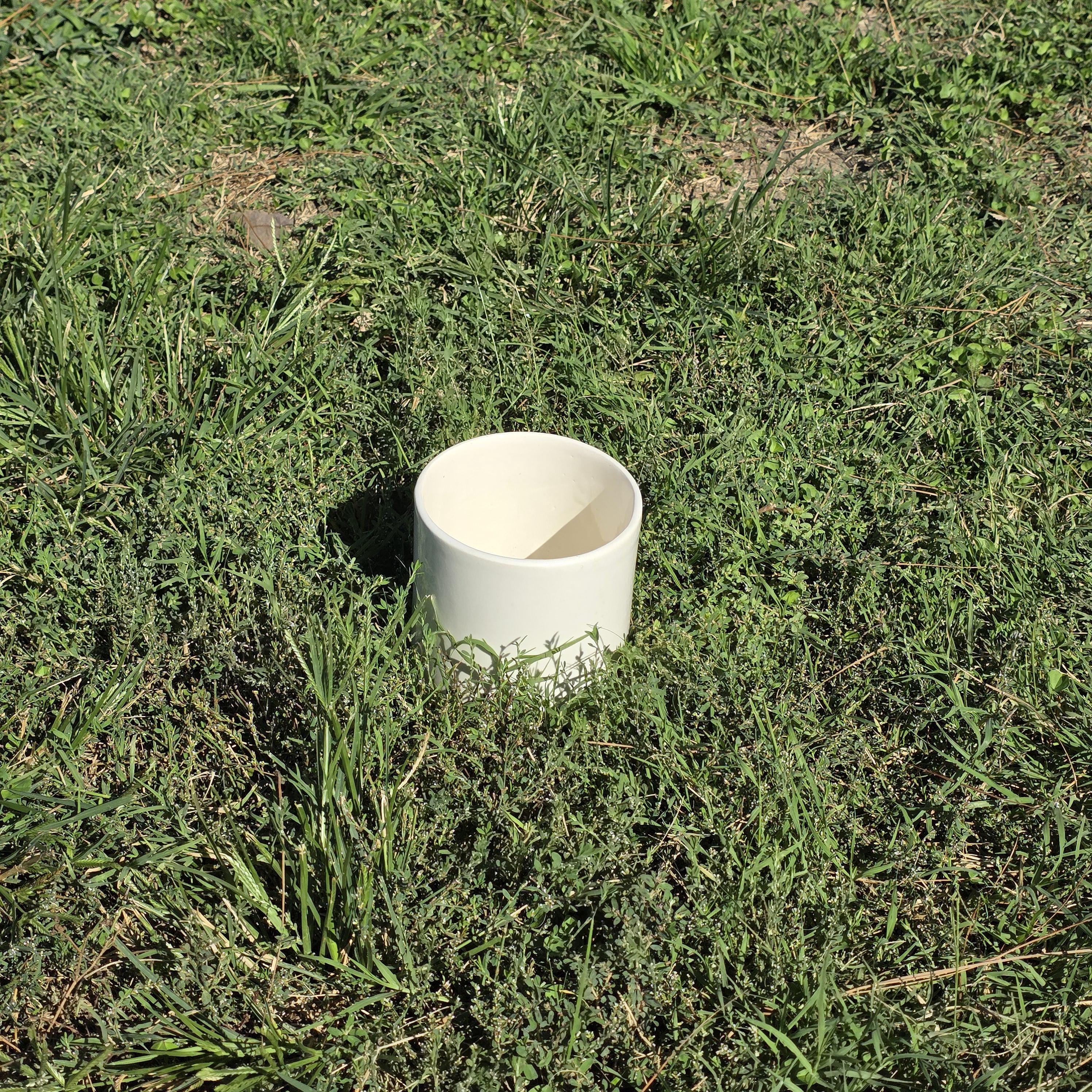 Minimalist White Ceramic Cylinder Planter, 5.25-Inch Pot