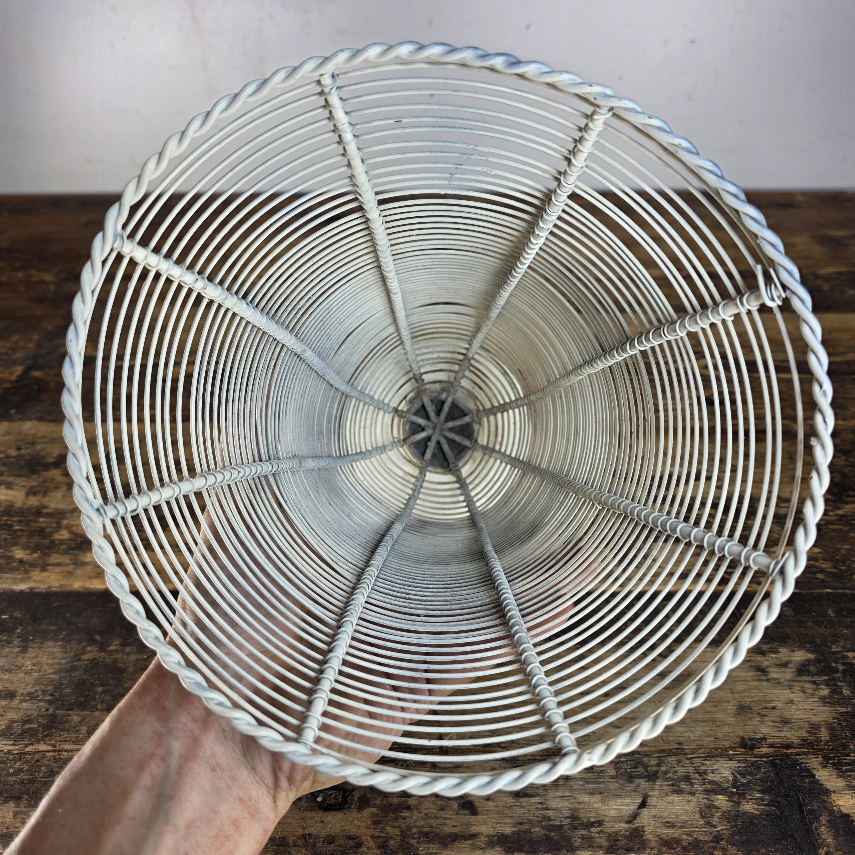 Shabby Chic Wire Urn Basket in White 8.25"Dia × 9.5"H