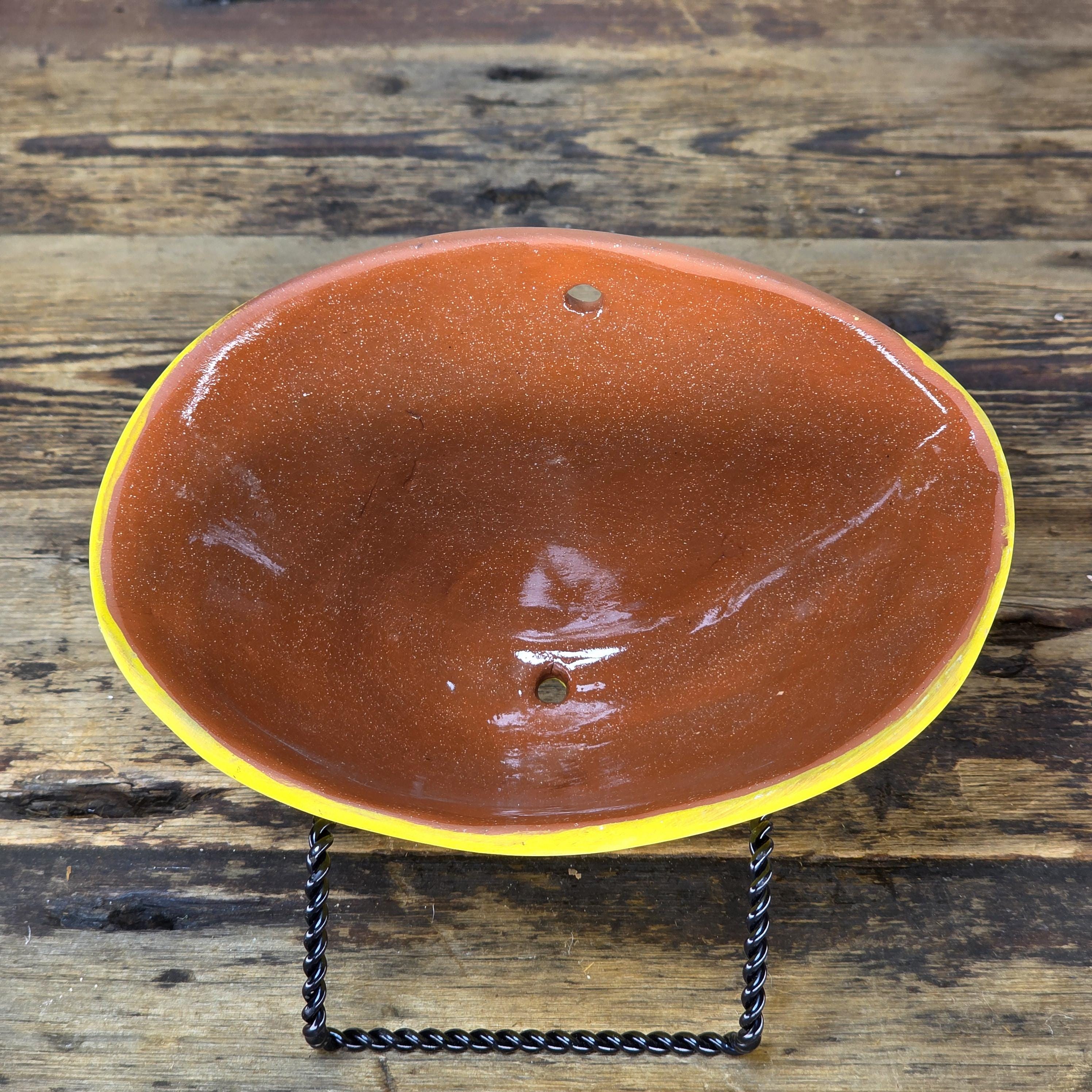 Handmade Terracotta Wall Pocket / Wall Planter (Yellow, Leaf Motif)