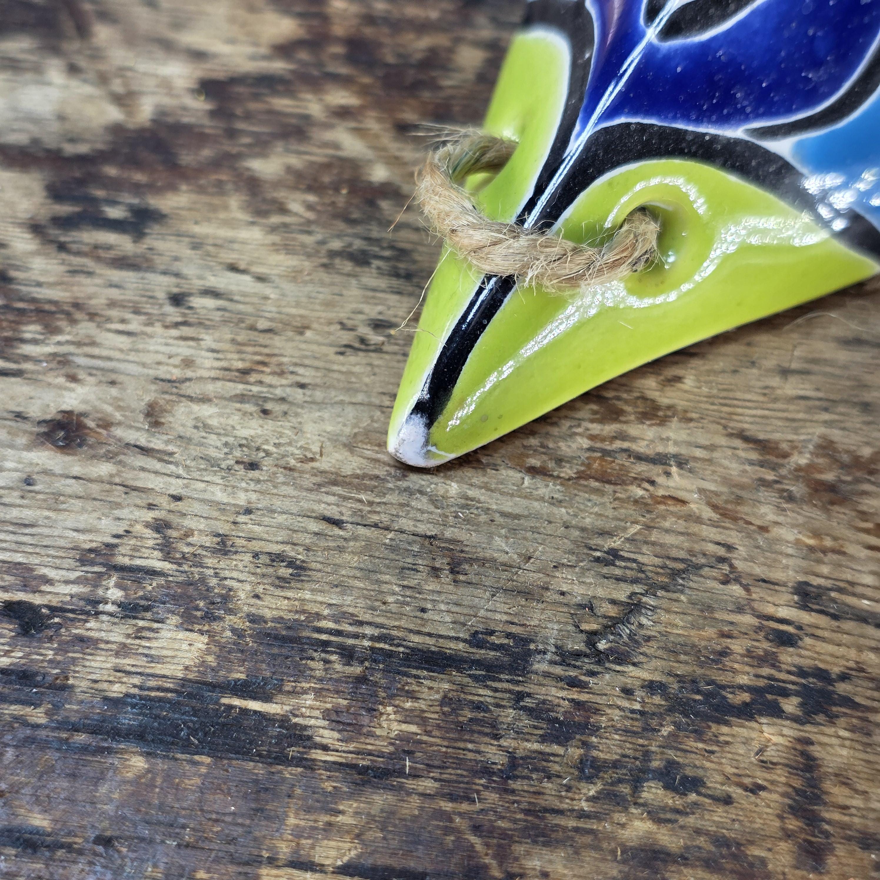 Hand-Painted Talavera Star Estrella Wall Hanging Ceramic Ornament – 7"