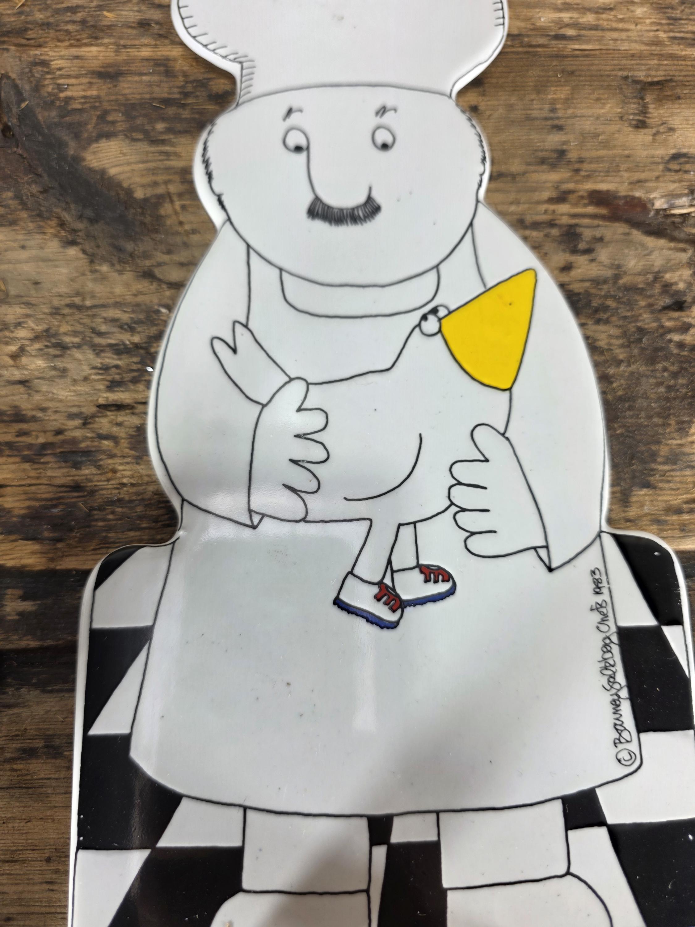 Barney Salzburg 1983 Ceramic Chef Wall Hooks – Set of 2