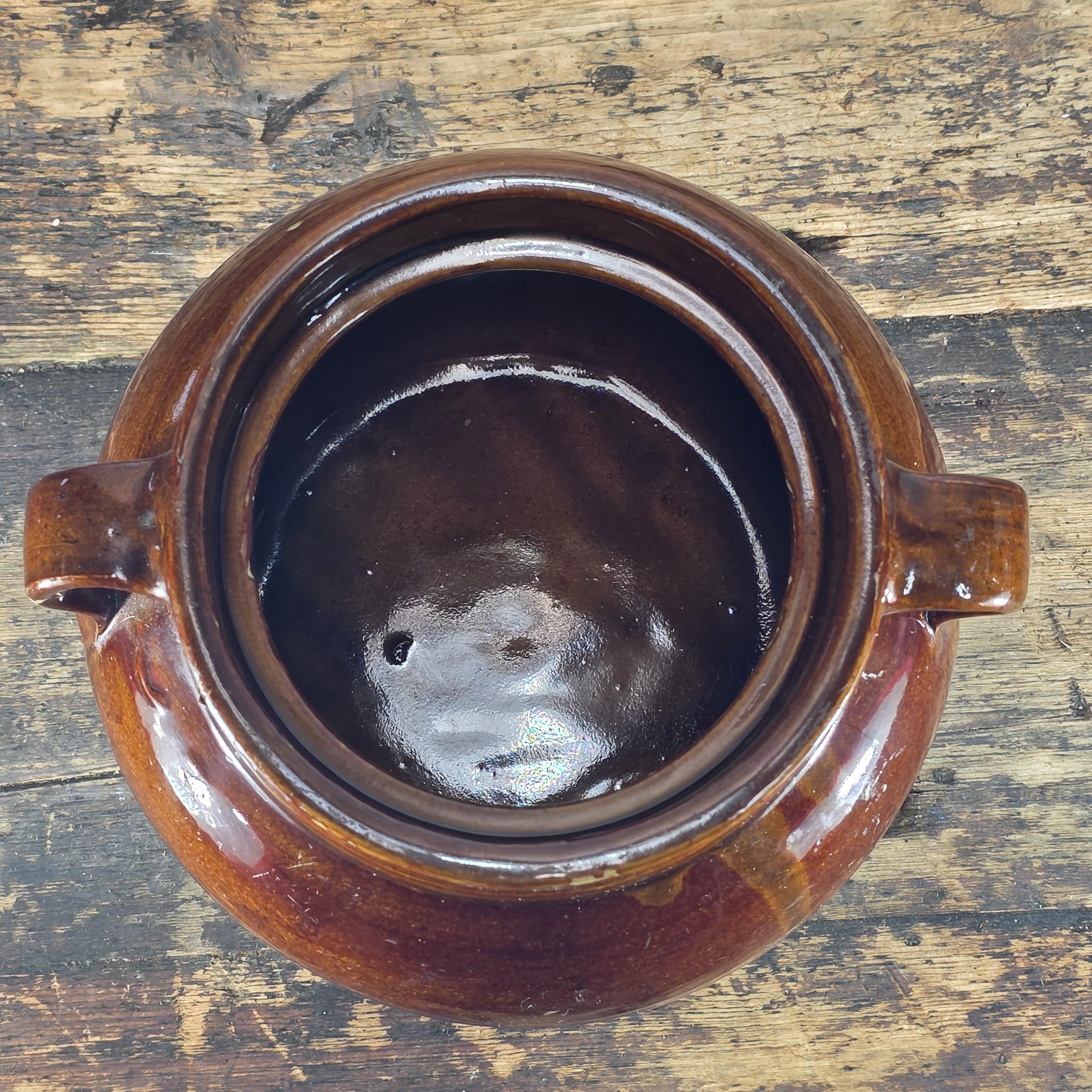 Red Wing Stoneware Advertising Bean Pot w/ Lid Henry Eggink Alton Iowa 1930's
