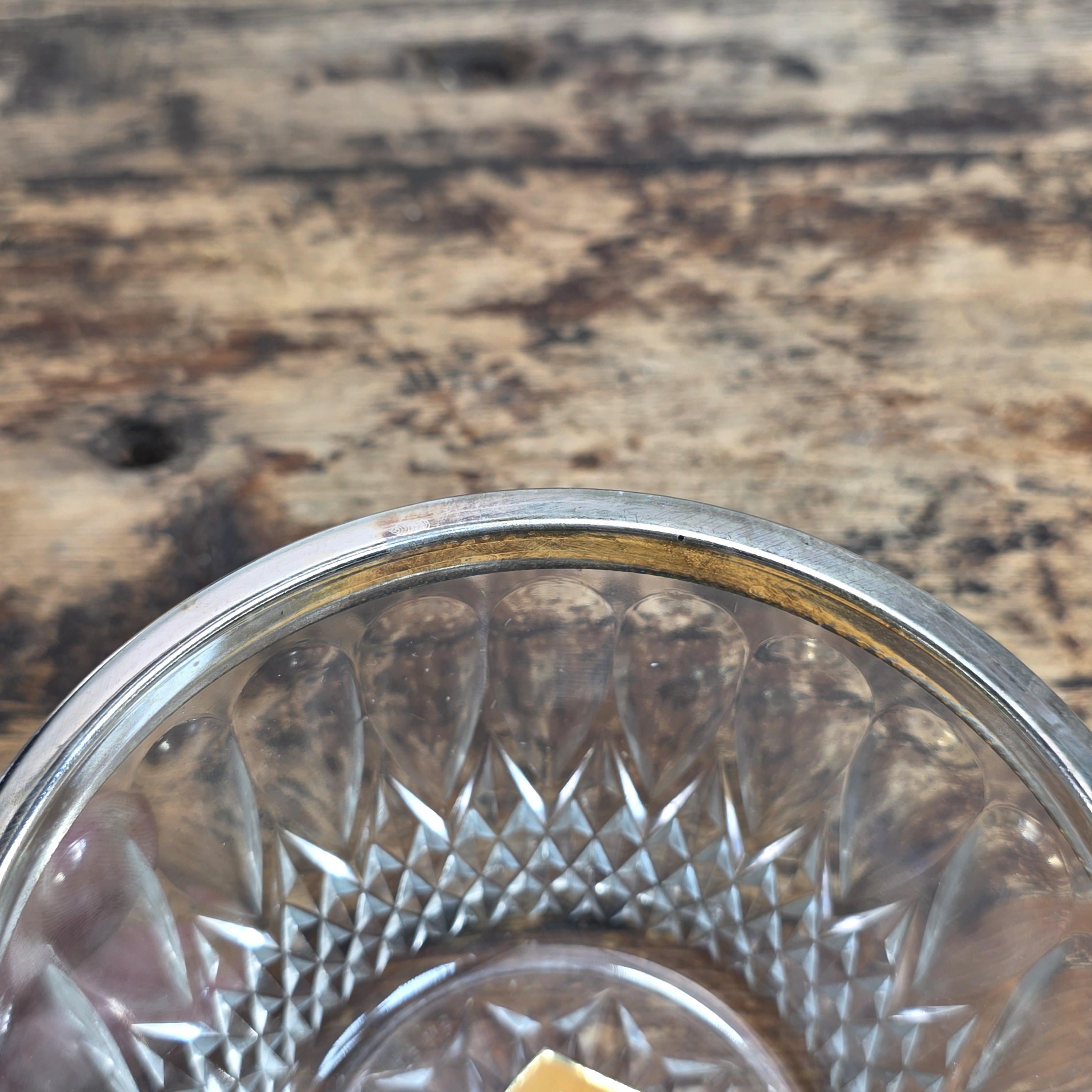 Leonard Silver MFG Silver Plated Crystal Sauce Bowl w Spoon No.371 England