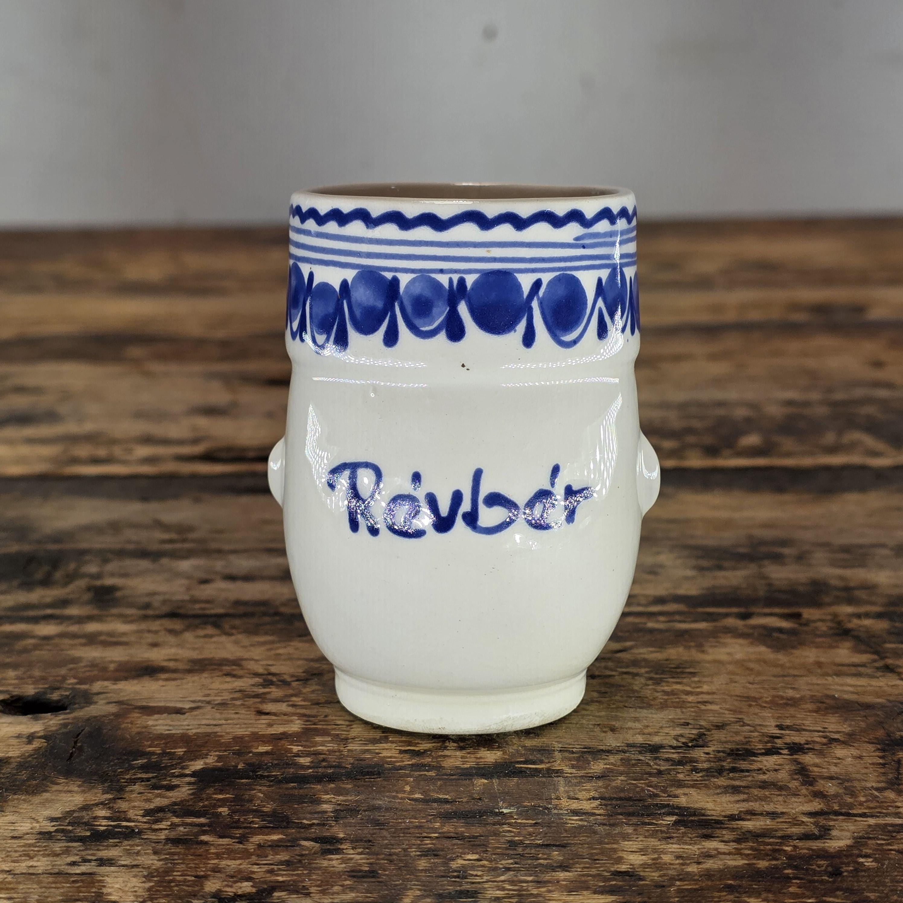 Vintage Hungarian Folk Art Face Mug / Brandy Cup - "Révbér"