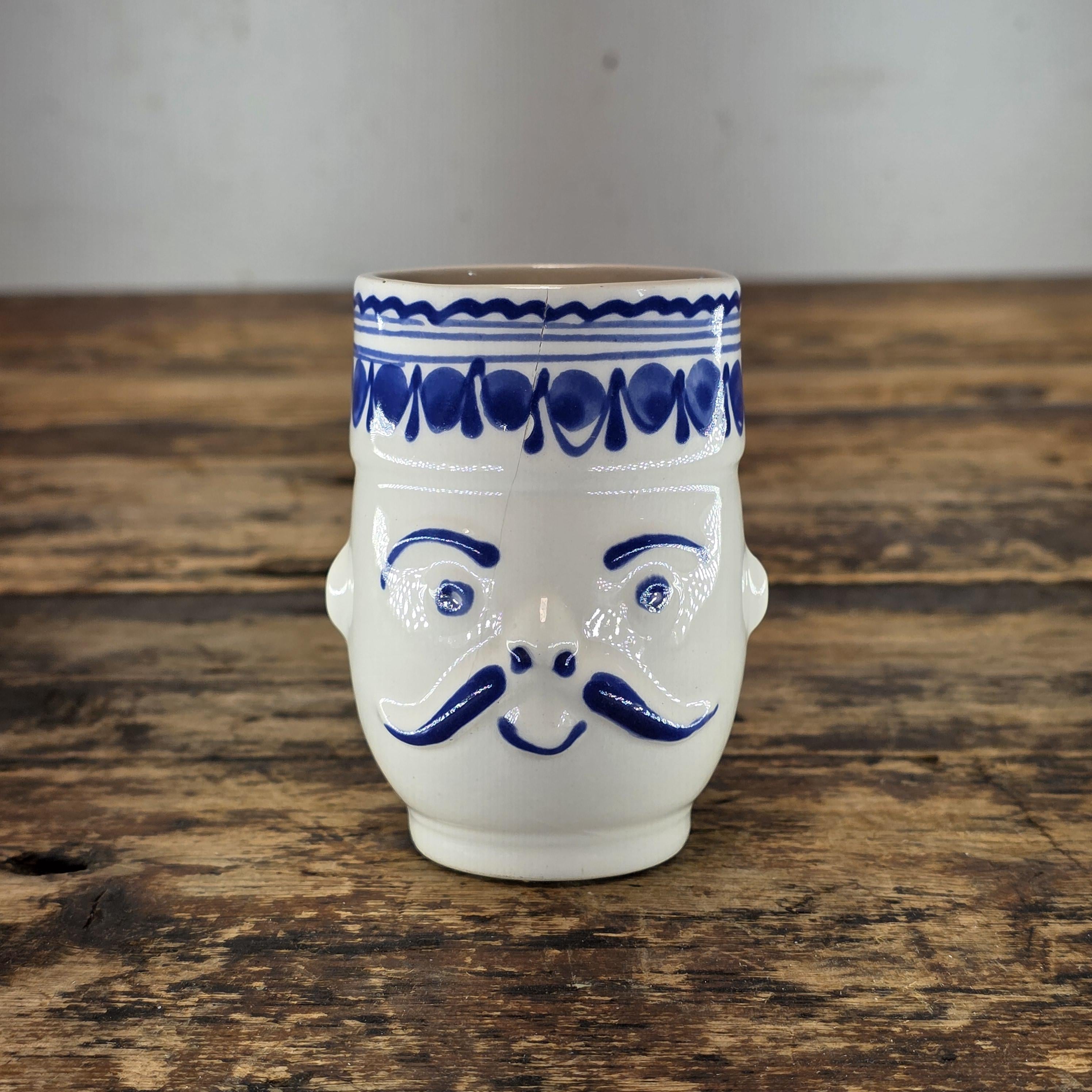 Vintage Hungarian Folk Art Face Mug / Brandy Cup - "Révbér"