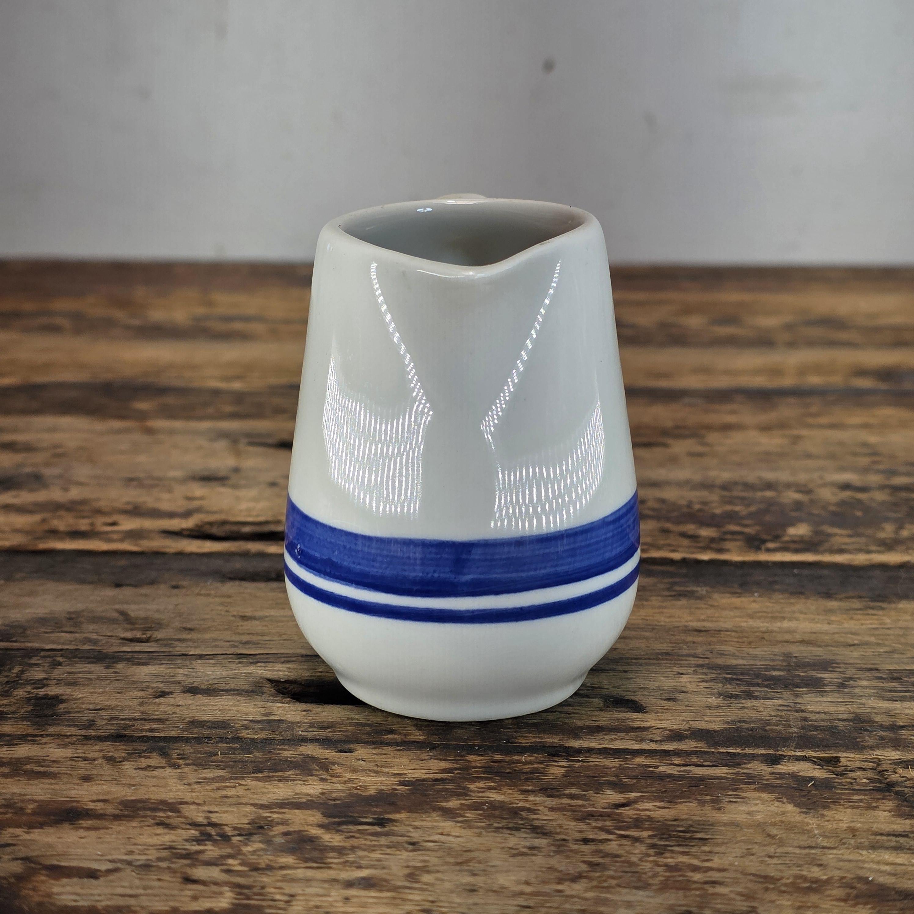 Vintage Lamberton Sterling China Restaurant Ware Creamer - Blue Bands, USA