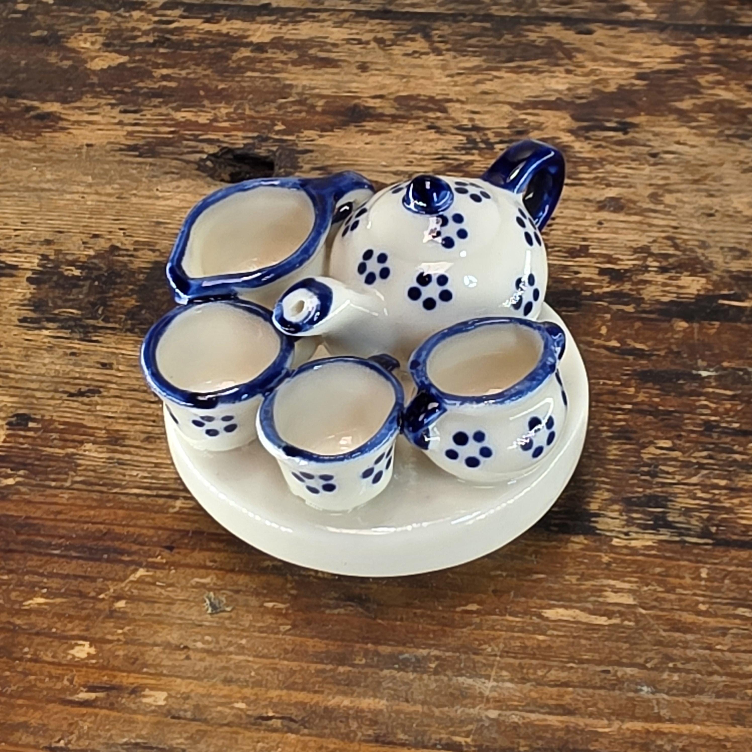 Vintage "Tea Party" Novelty Teapot - Delft Blue Style - Japanese Export Ceramic