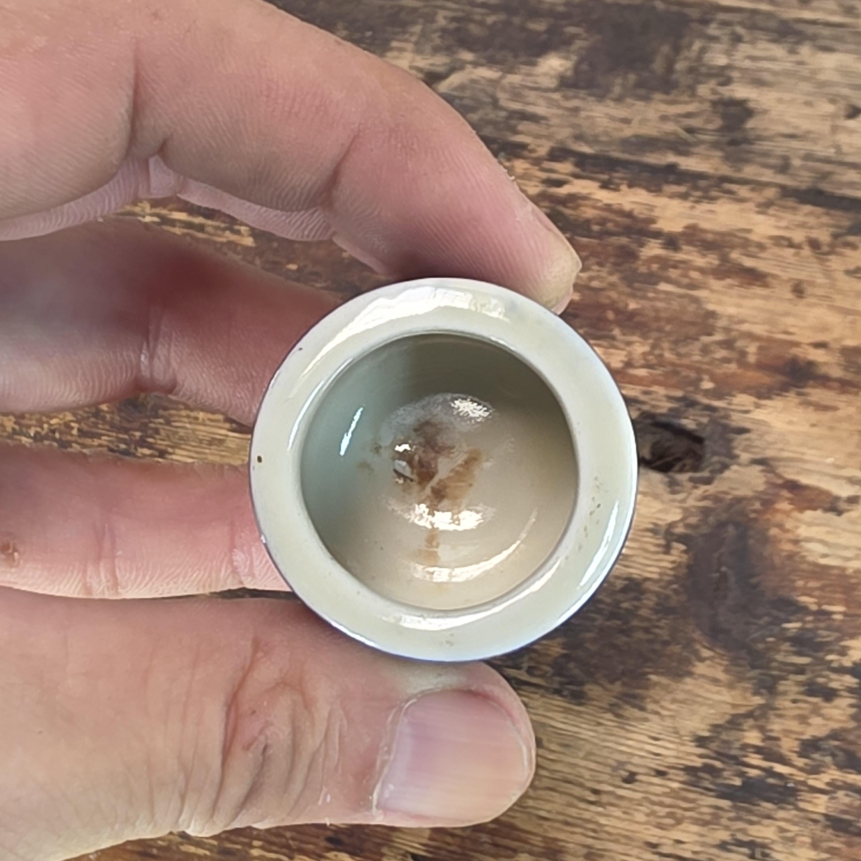 Miniature Blue & White Ceramic Thai-Style Ginger Jar and Toothpick Holder Set