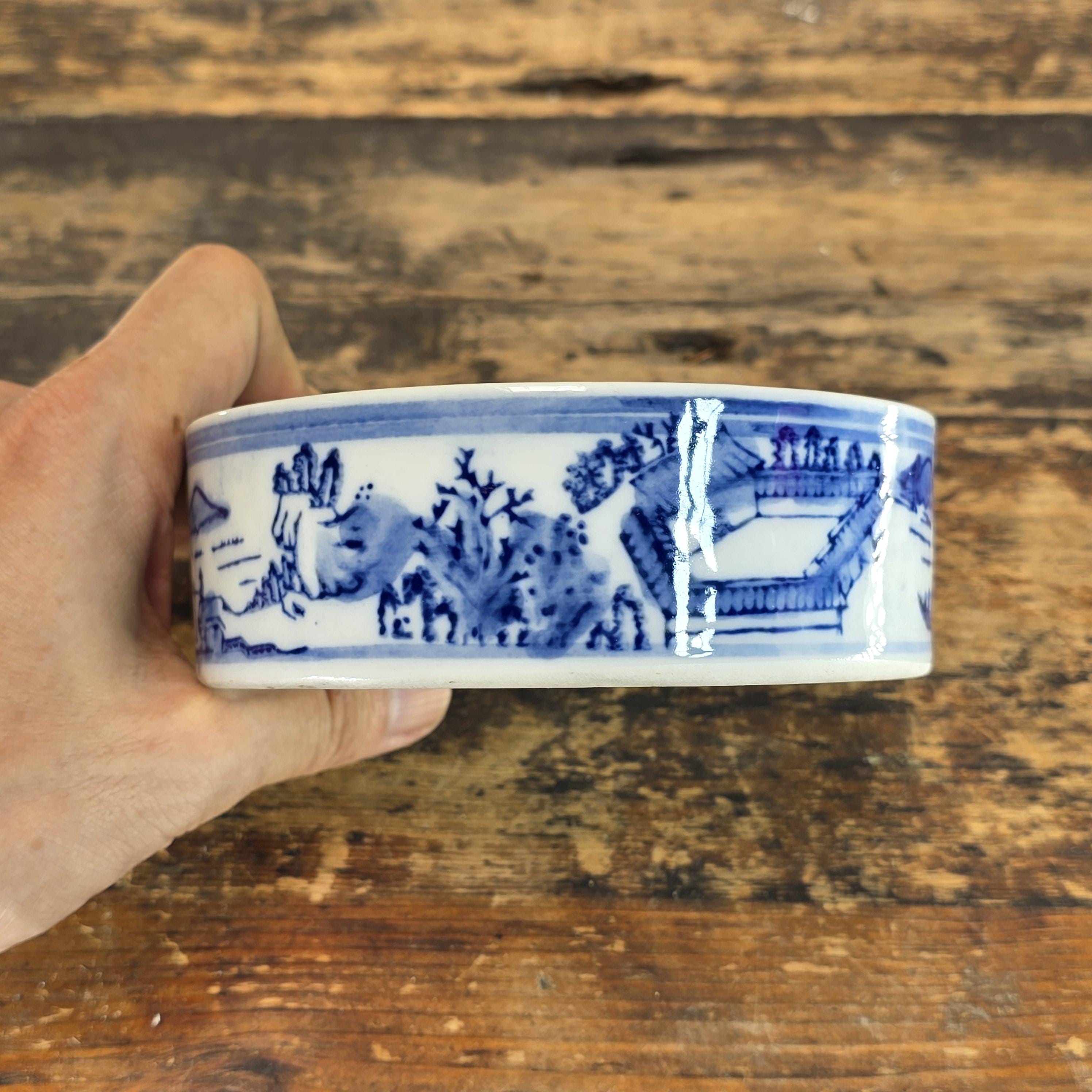 Vintage Chinese Porcelain Brush Washer / Narcissus Planter / Wine Coaster