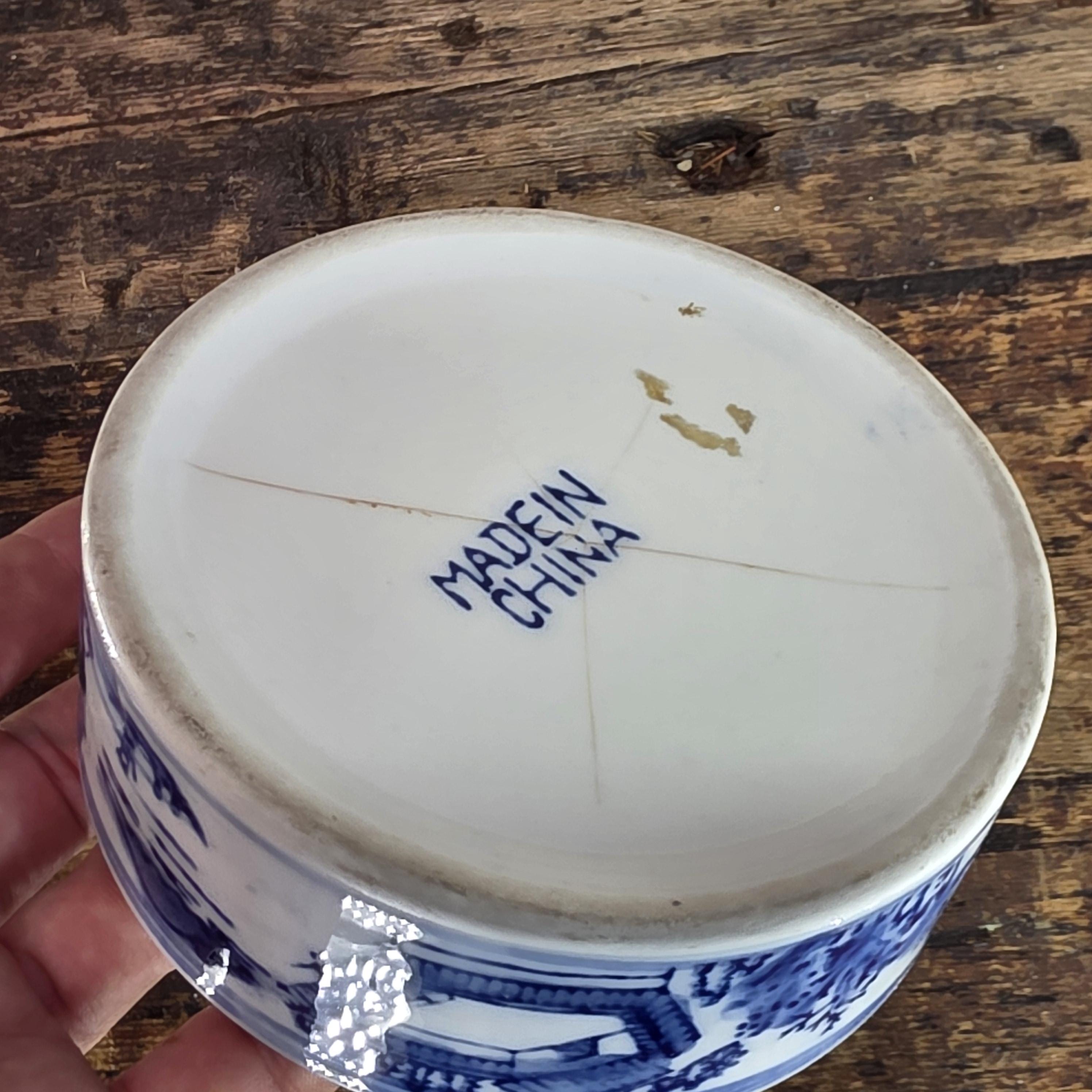 Vintage Chinese Porcelain Brush Washer / Narcissus Planter / Wine Coaster