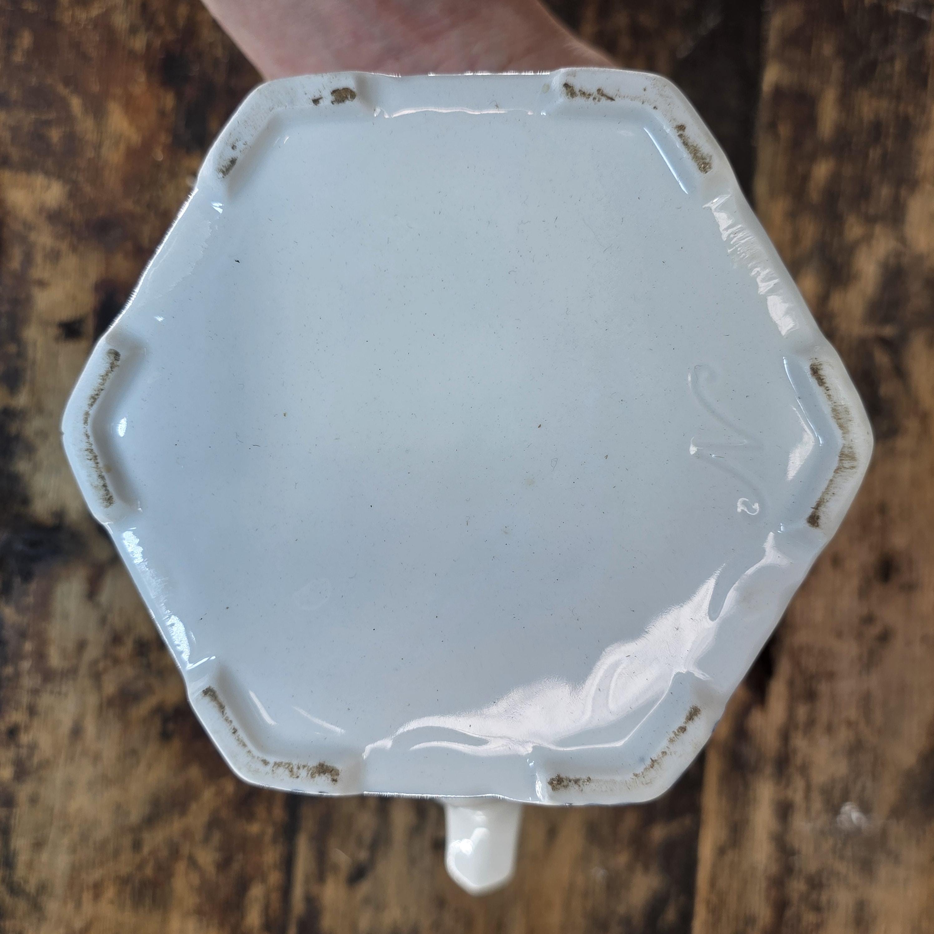 Vintage Dolphin China Hexagonal Teapot - Japanese Porcelain, Arita Style