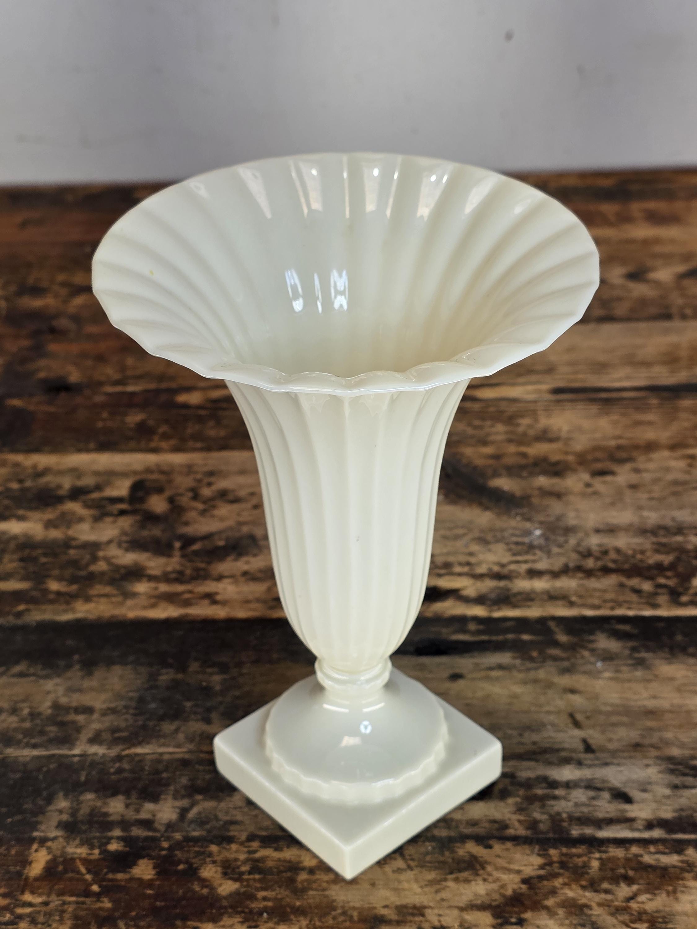 Lenox Ivory Porcelain Fluted Flower Vase – Elegant Trumpet Design, 8.75" Tall