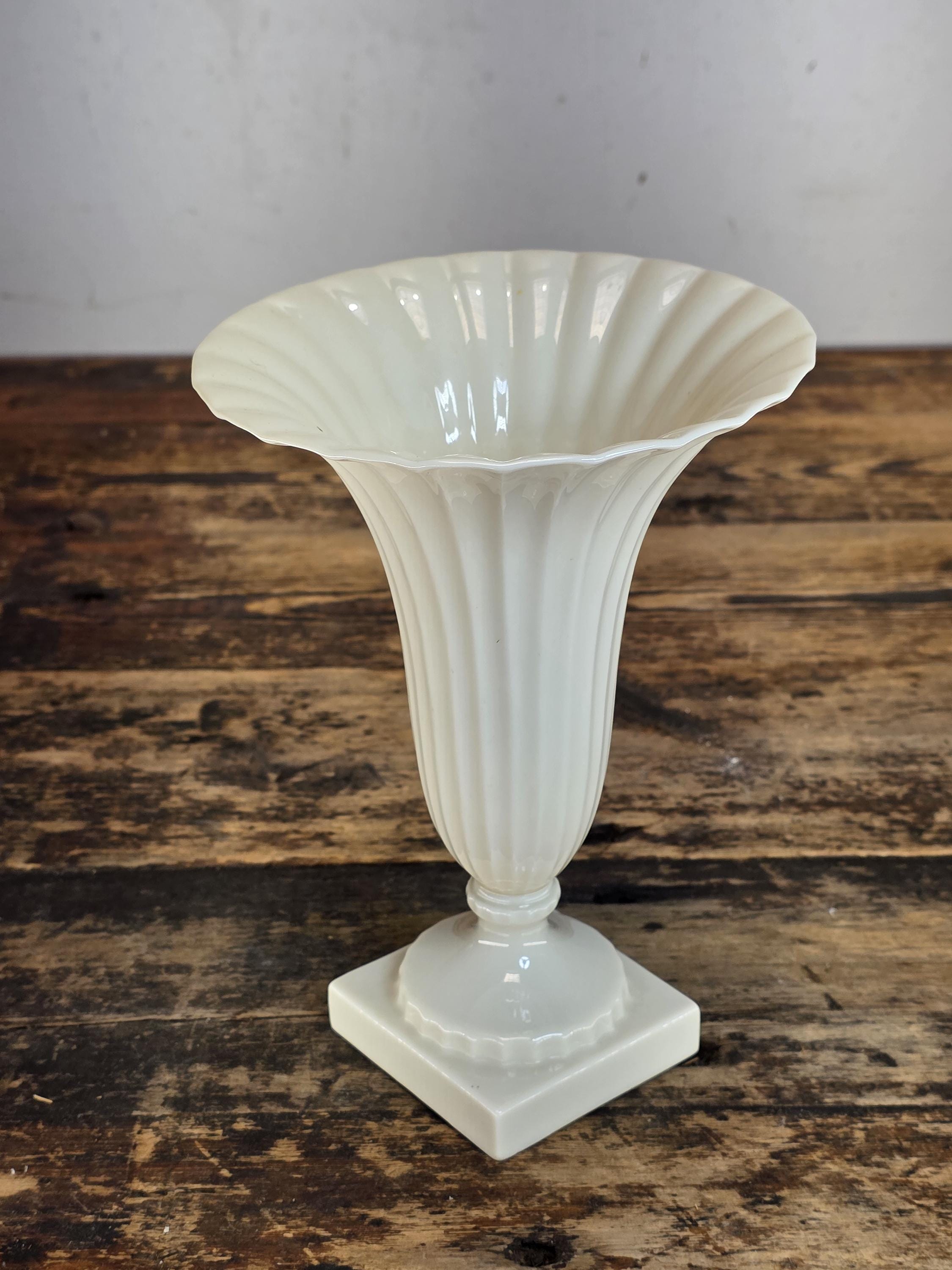 Lenox Ivory Porcelain Fluted Flower Vase – Elegant Trumpet Design, 8.75" Tall