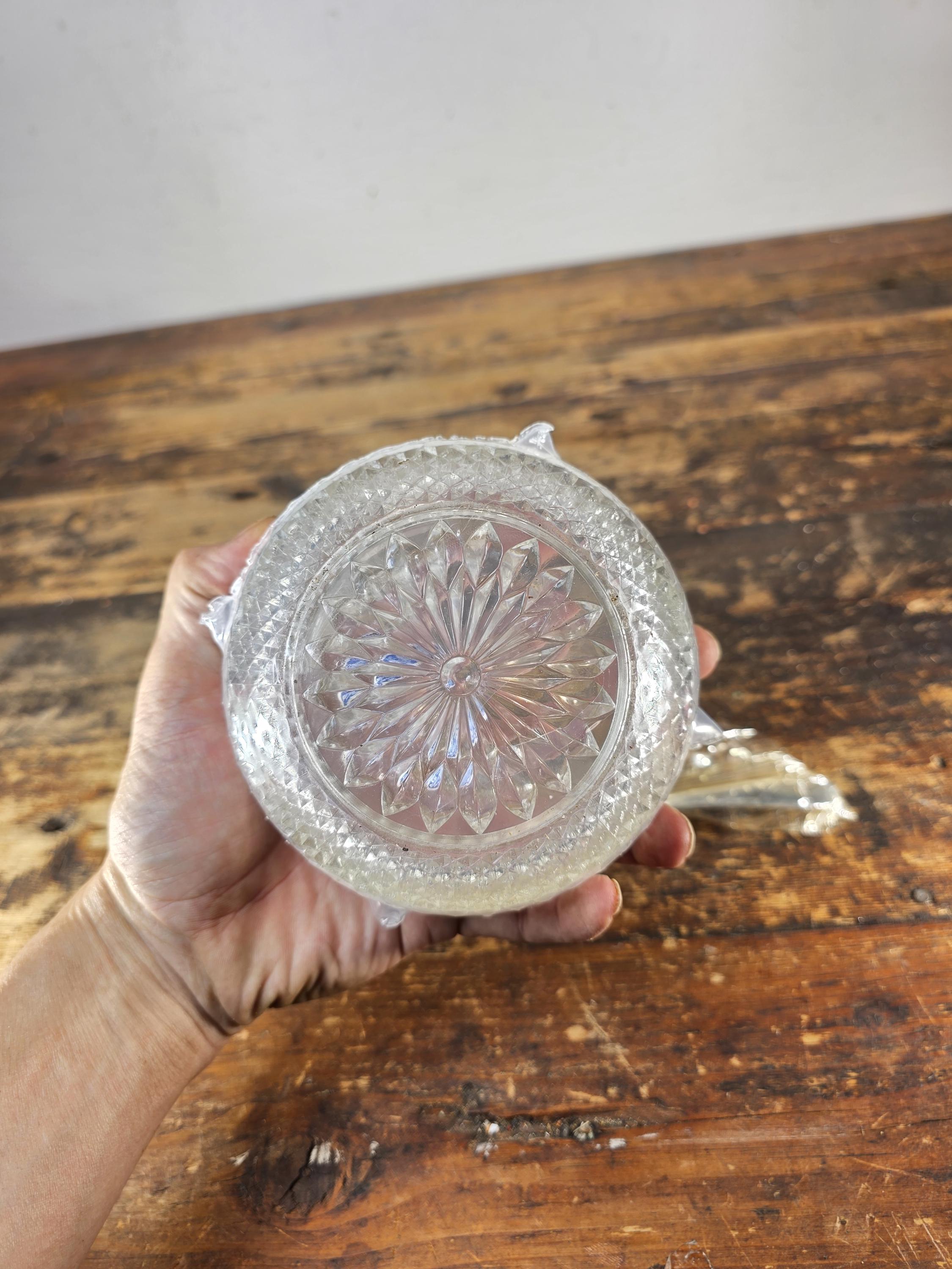 F.B. Rogers Silver Company 5" Crystal Sauce Bowl w Silverplate Rim & Ladle Italy