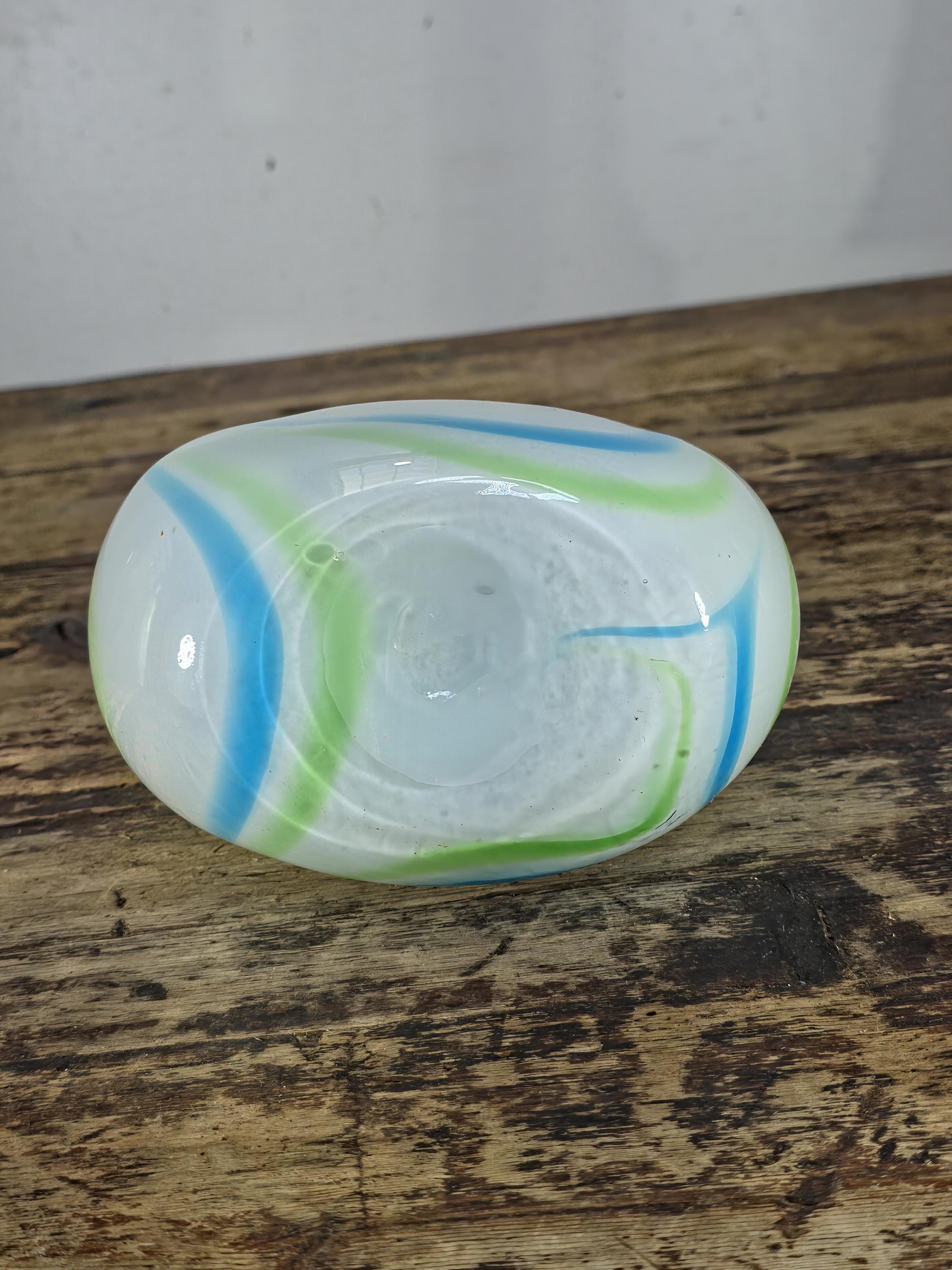 Margie’s Garden Hand Blown Glass Vase with Blue & Green Swirl Pattern