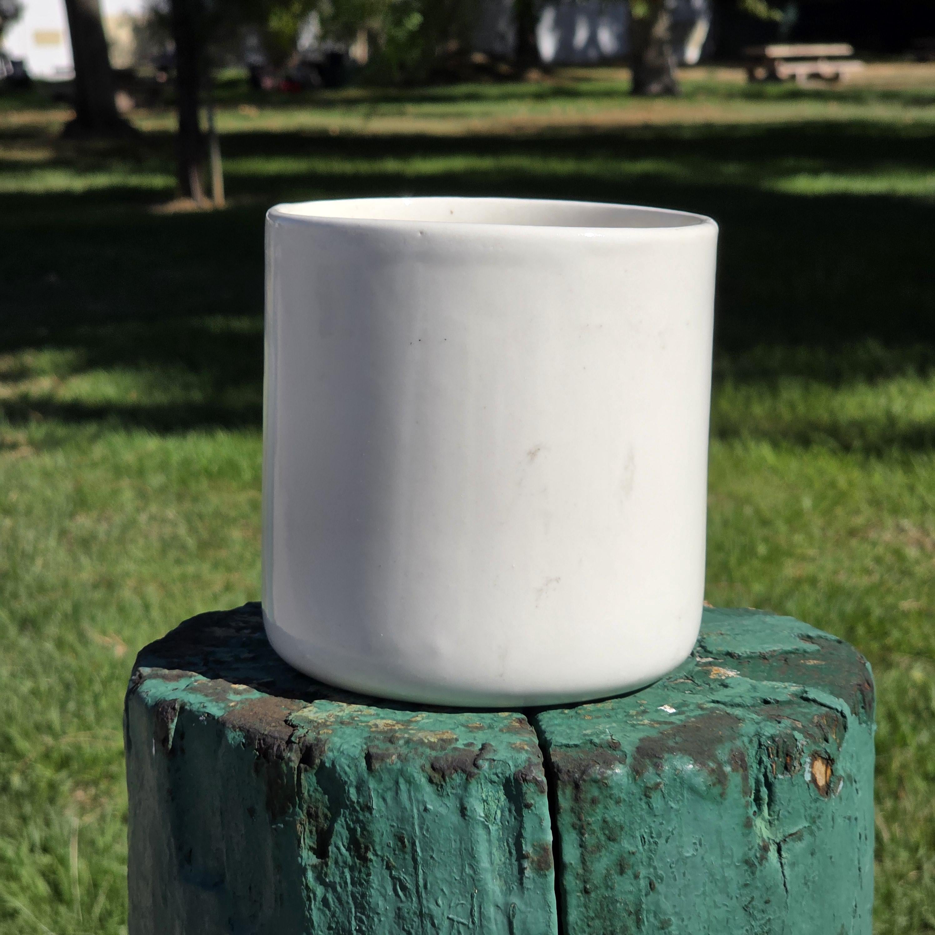 Minimalist White Ceramic Cylinder Planter, 5.25-Inch Pot