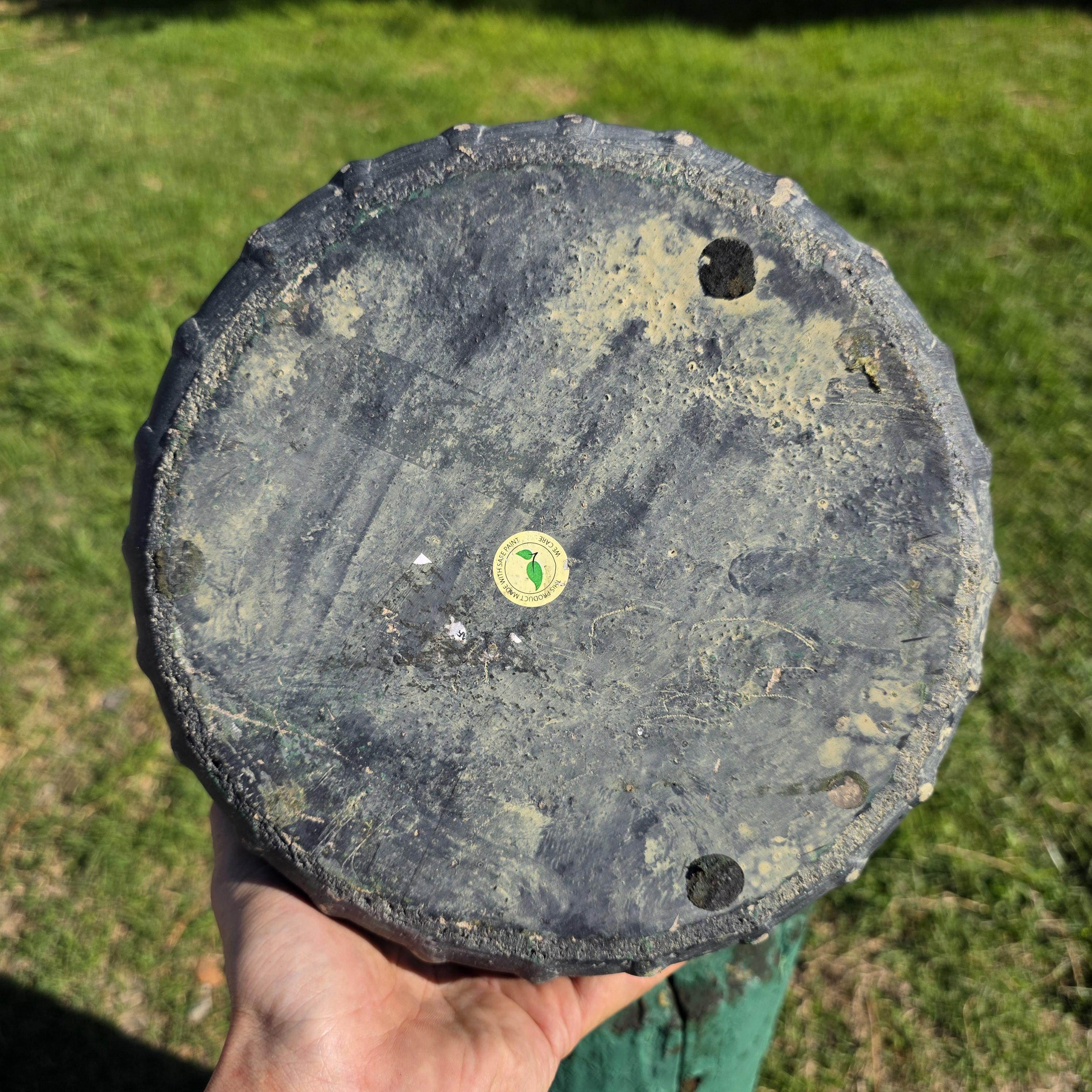 Graphite Fiber-Cement Faceted Planter Diamond Texture 10"Dia x 11"H