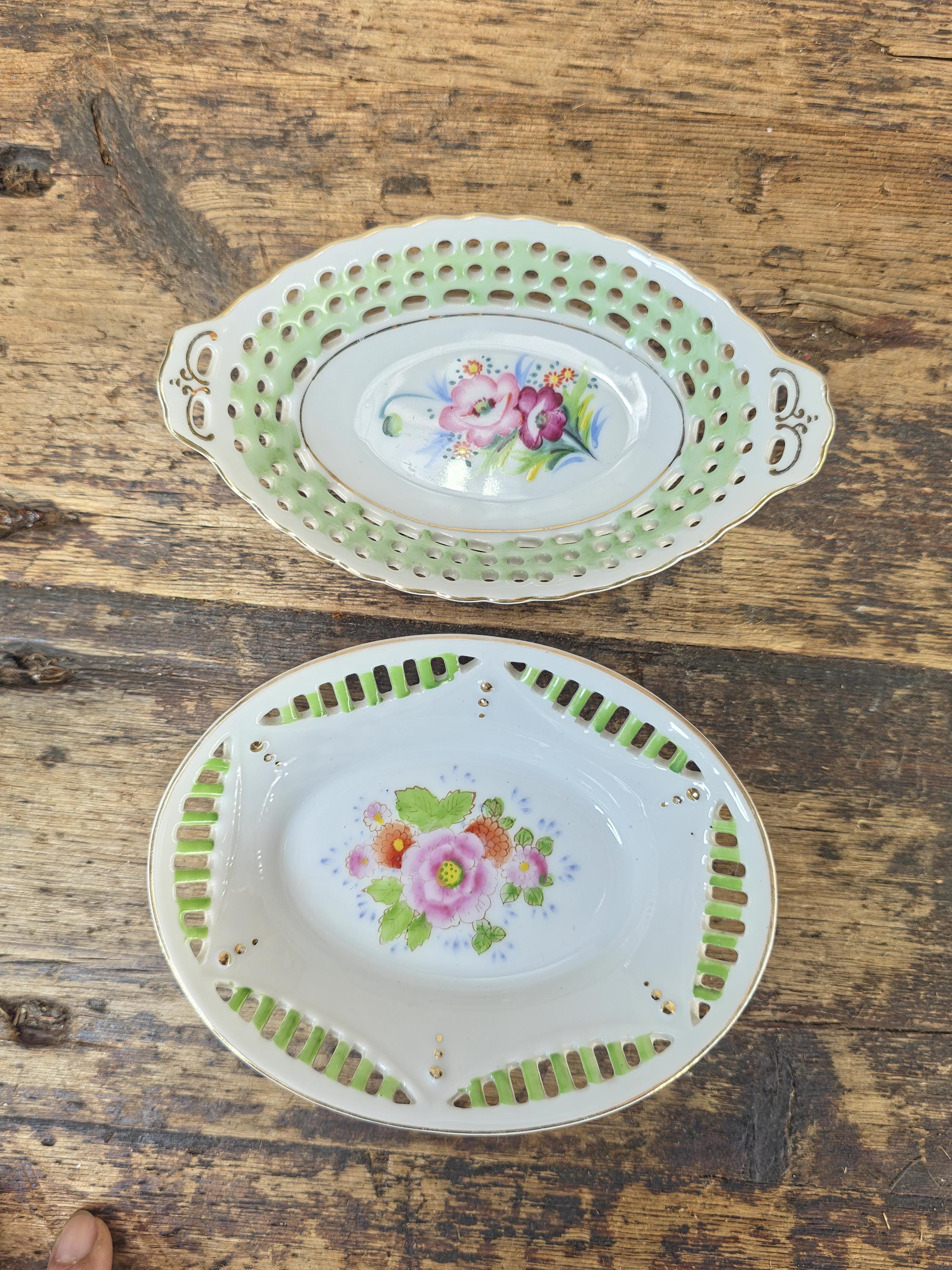 Vintage Japanese Reticulated Bowls Set – Occupied Japan & Gold Castle 1950s–60s