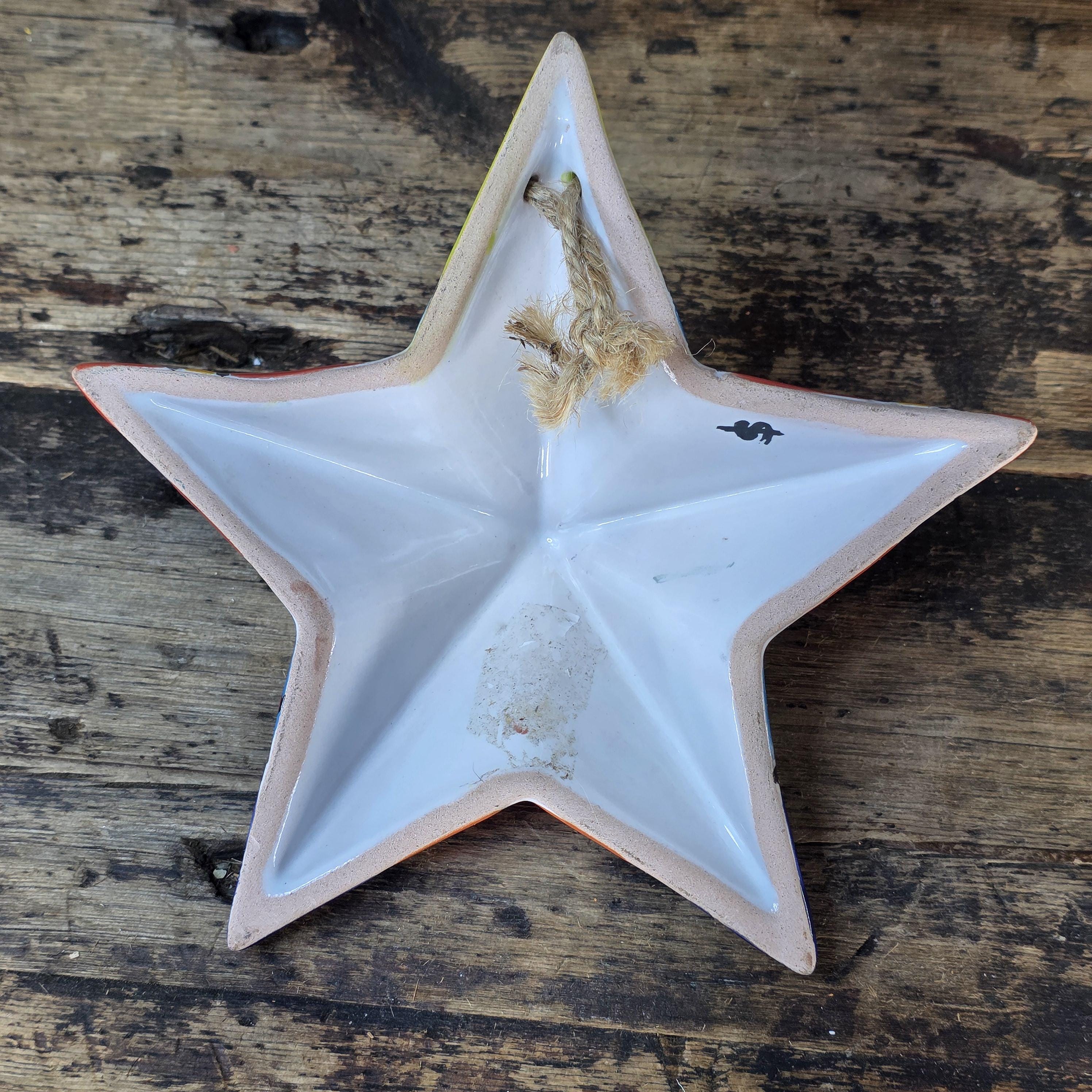 Hand-Painted Talavera Star Estrella Wall Hanging Ceramic Ornament – 7"