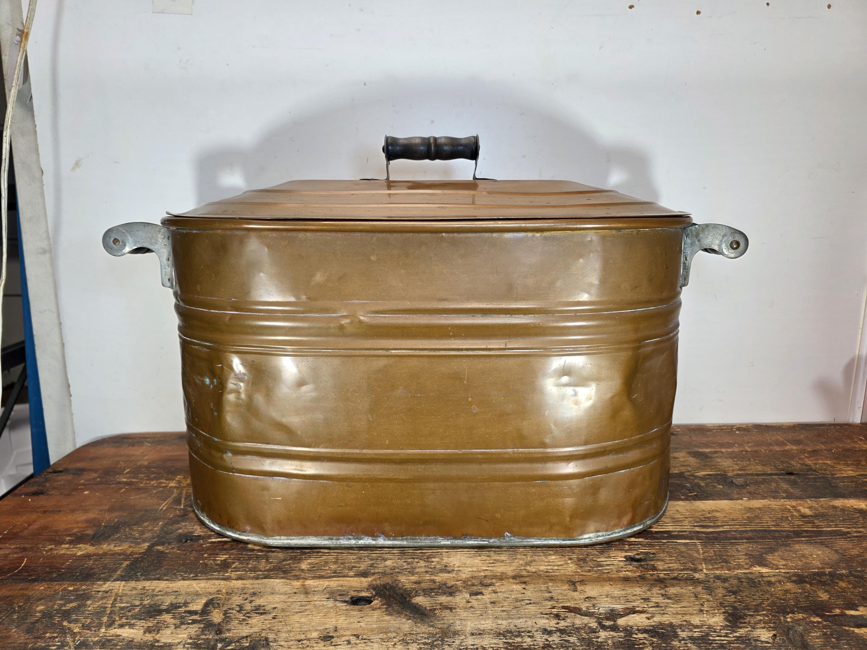 Vintage Copper Virginia Ham Cooker / Wash Pot with Original Iron Handles