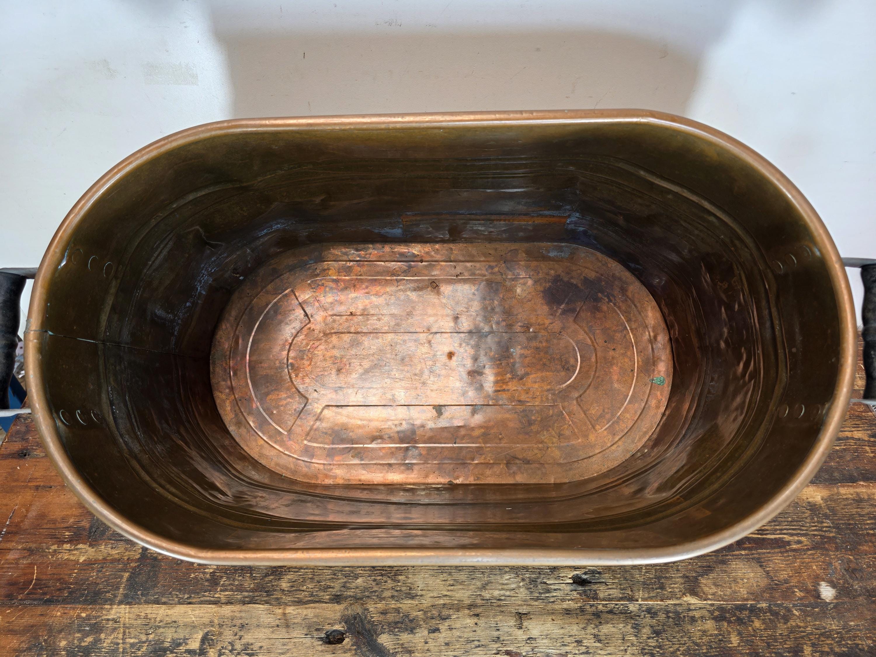 Vintage Copper Virginia Ham Cooker / Wash Pot with Original Iron Handles