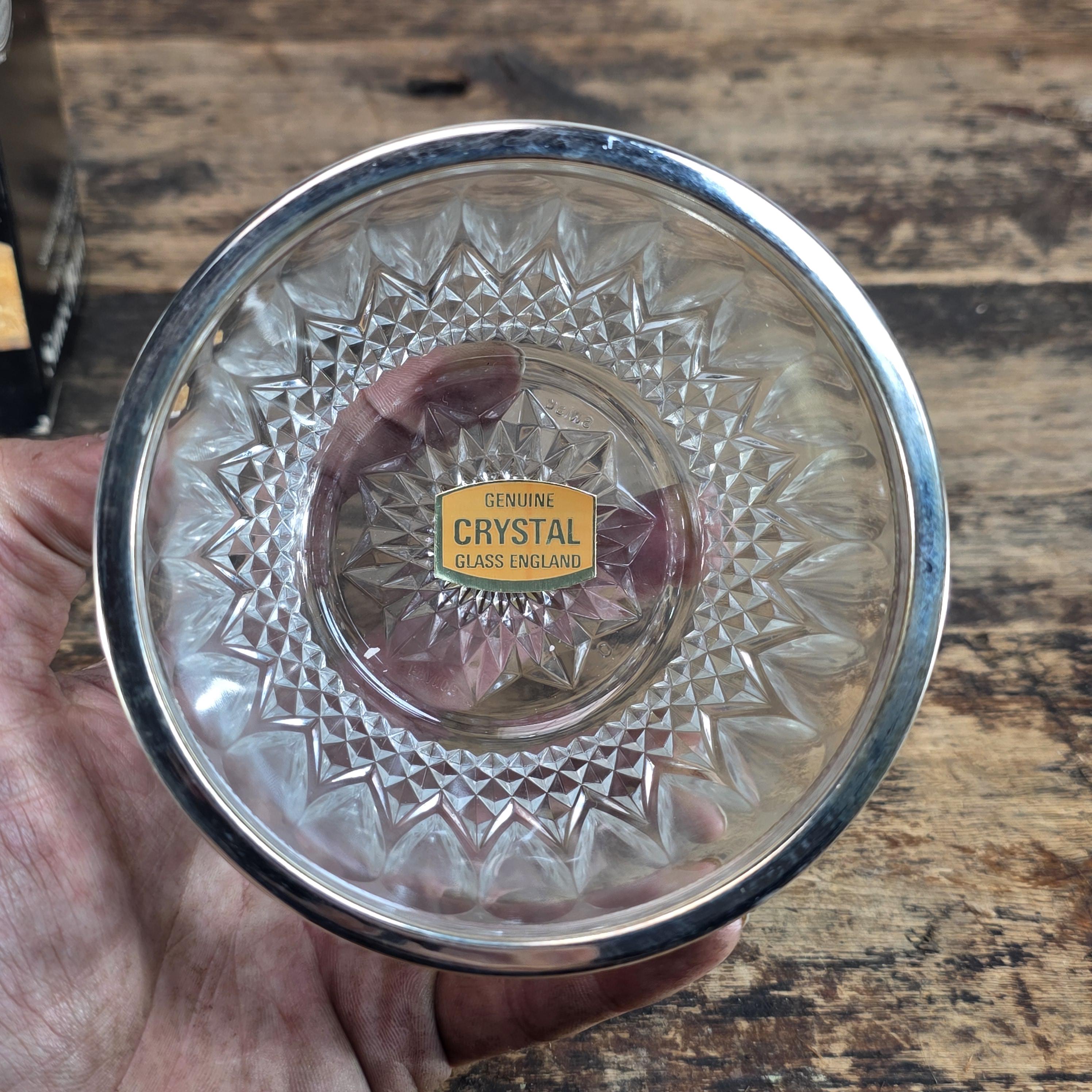 Leonard Silver MFG Silver Plated Crystal Sauce Bowl w Spoon No.371 England