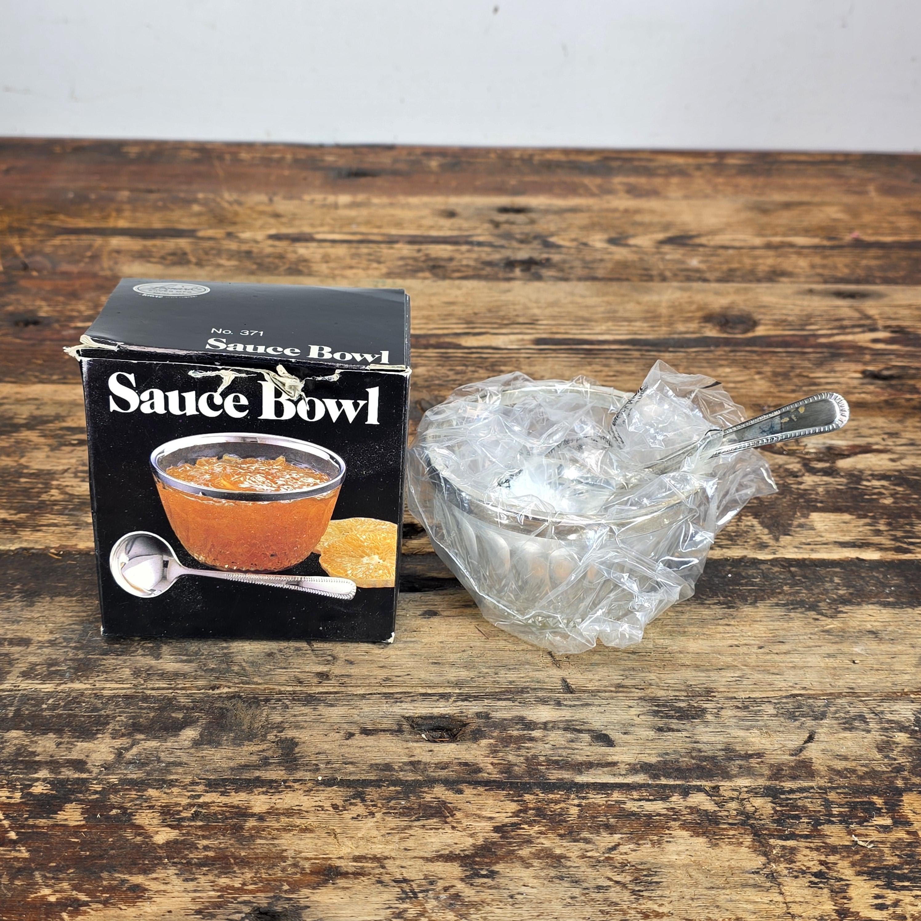 Leonard Silver MFG Silver Plated Crystal Sauce Bowl w Spoon No.371 England