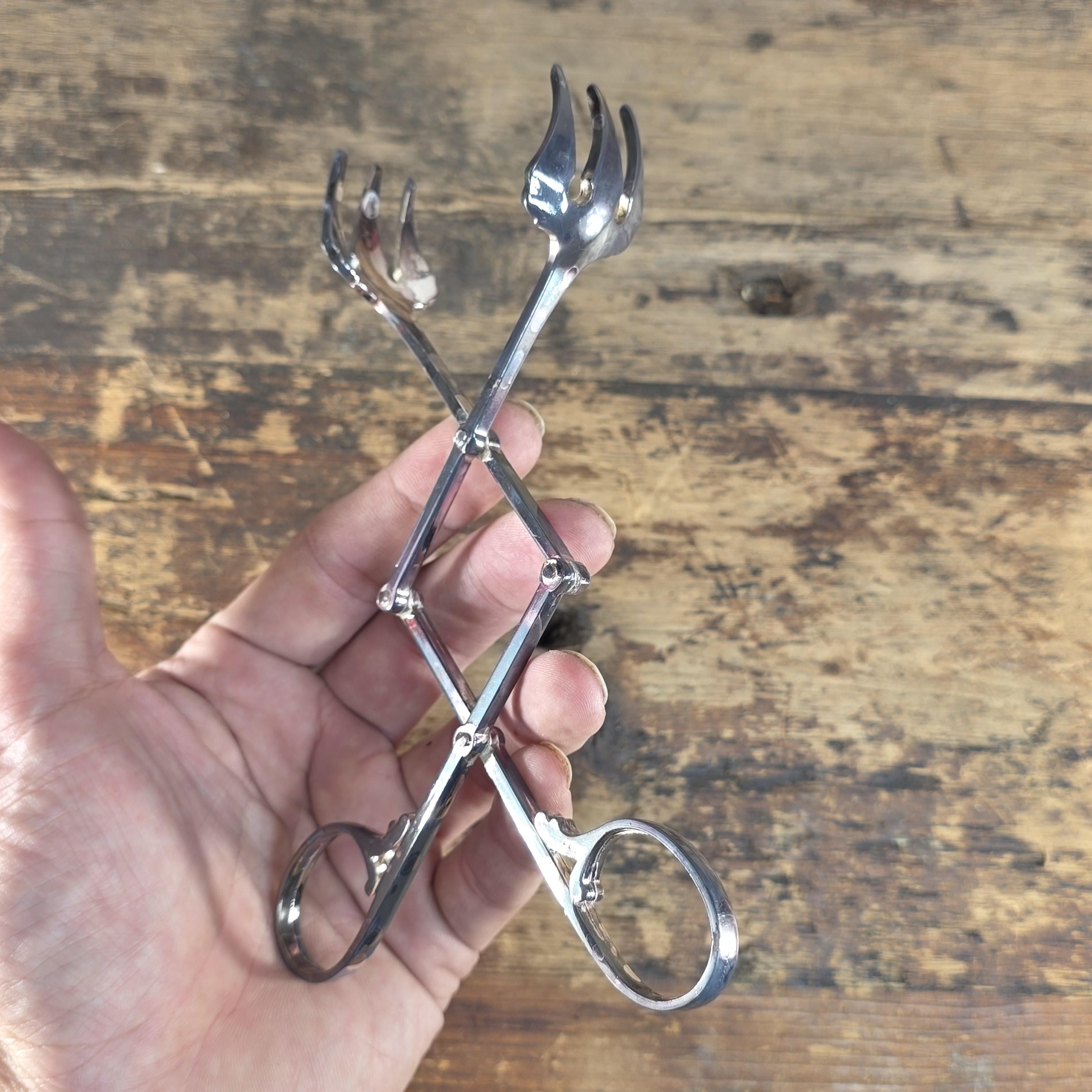 Vintage Italian Silver Plated Scissor Serving Tongs (Ice/Sugar Tongs) 7.5"L