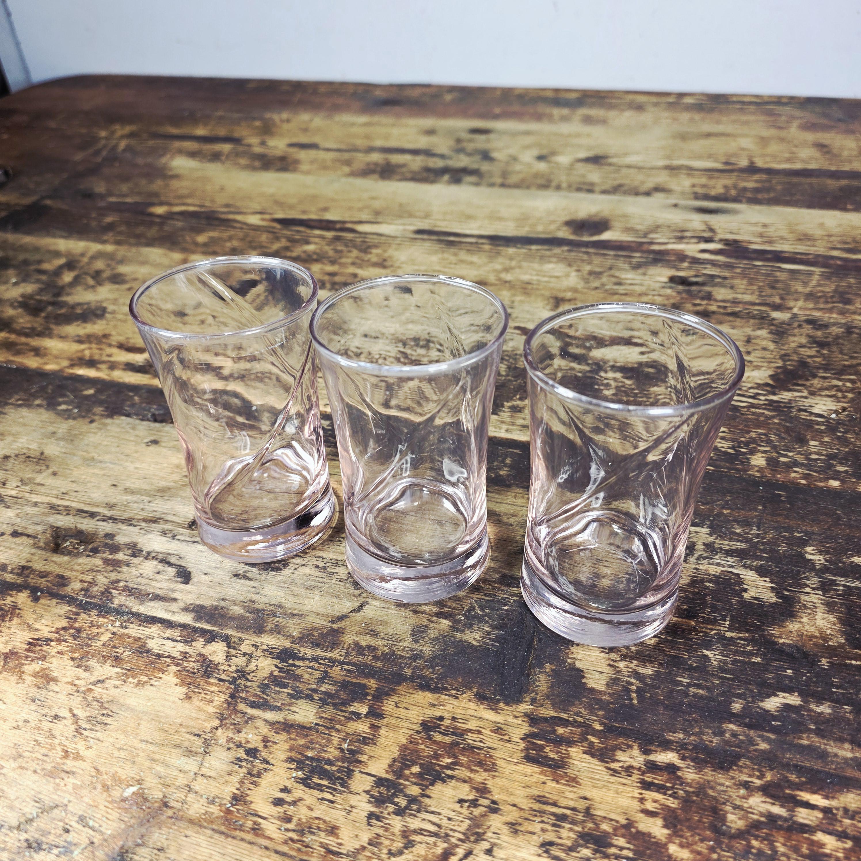 Vintage Blush Pink Swirl Glass Tumblers – Set of 3 (6 oz. each)
