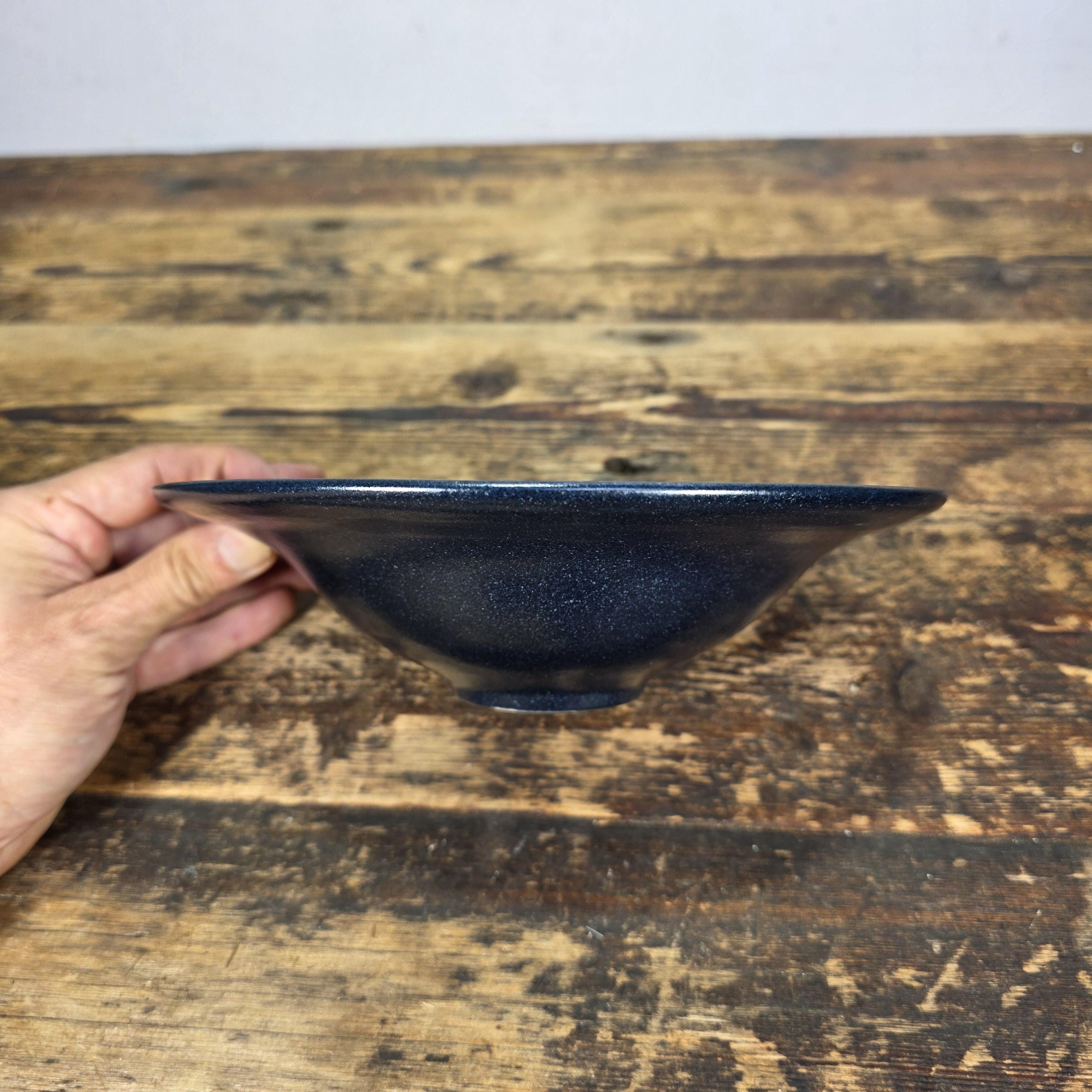 Ann Mallory California Studio Pottery Dessert/Pasta Bowls Set of 5 Blue Speckle