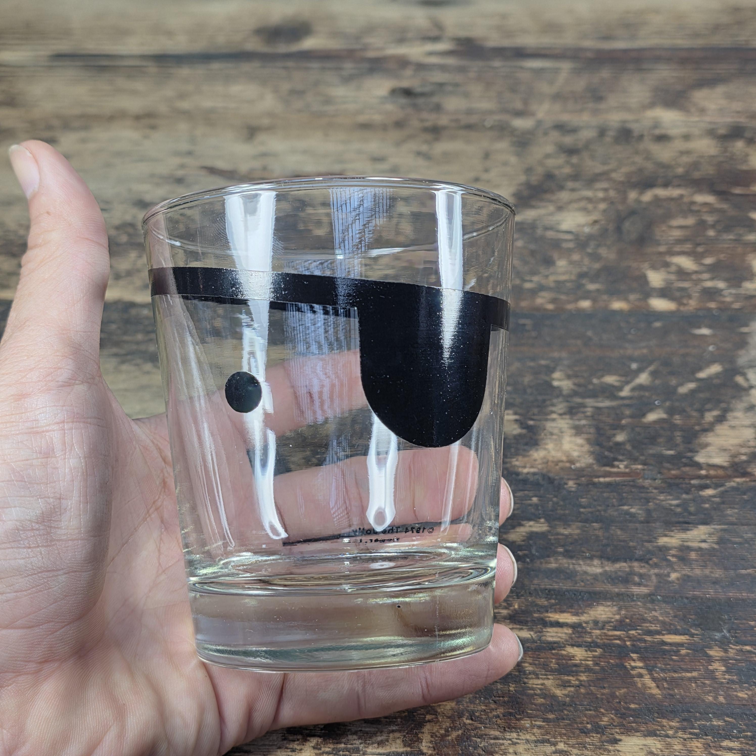 1974 The Jolly Roger Pirate Rocks Glass by Libbey Vintage Barware USA