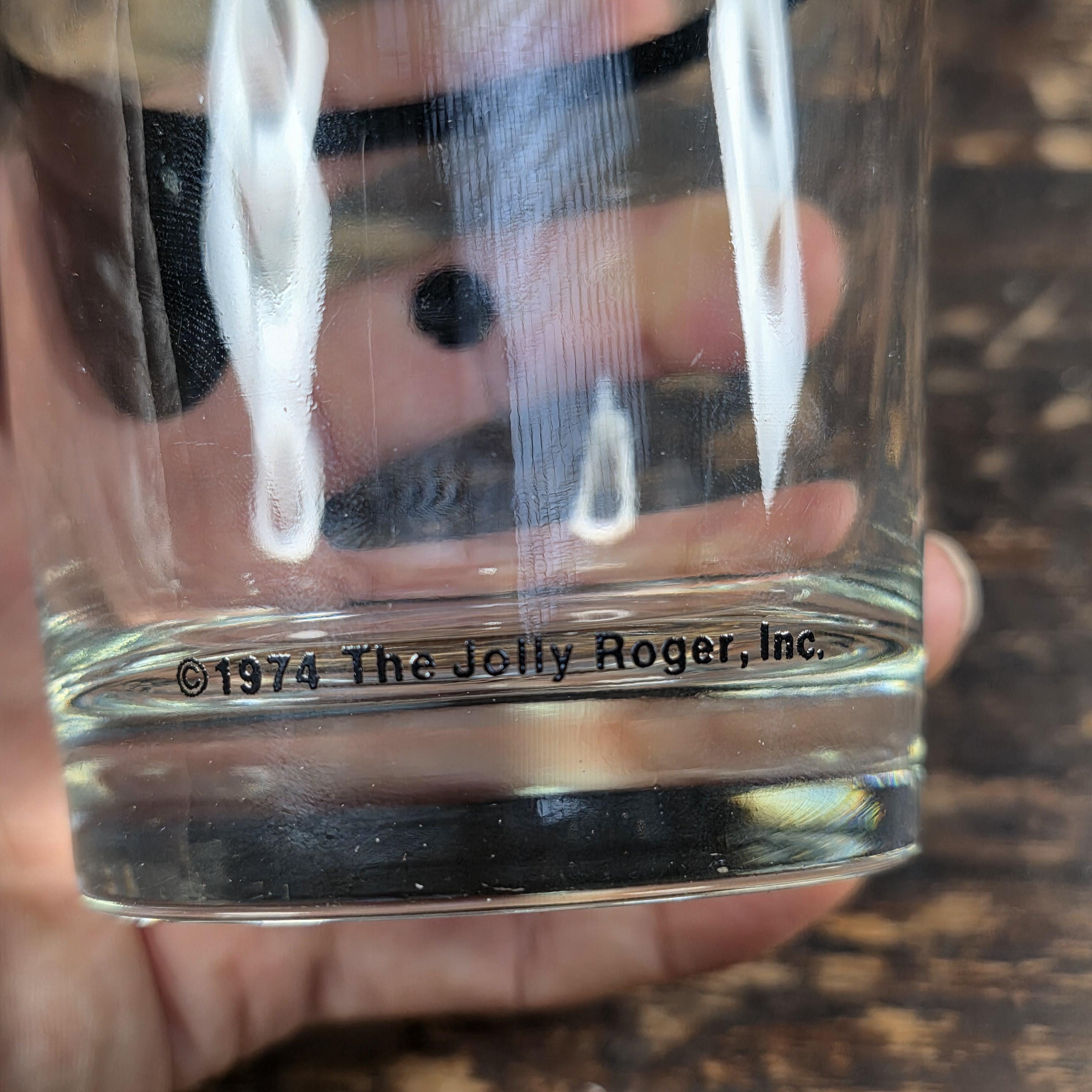 1974 The Jolly Roger Pirate Rocks Glass by Libbey Vintage Barware USA
