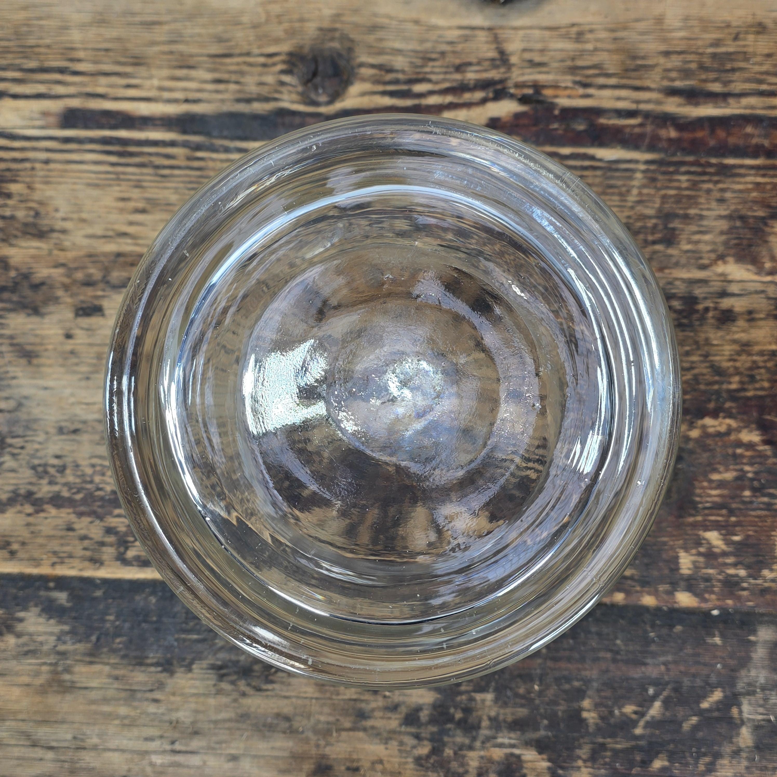 Vintage Thick Glass Hurricane Vase / Trumpet Hourglass Shape 6.5” Heavy Base