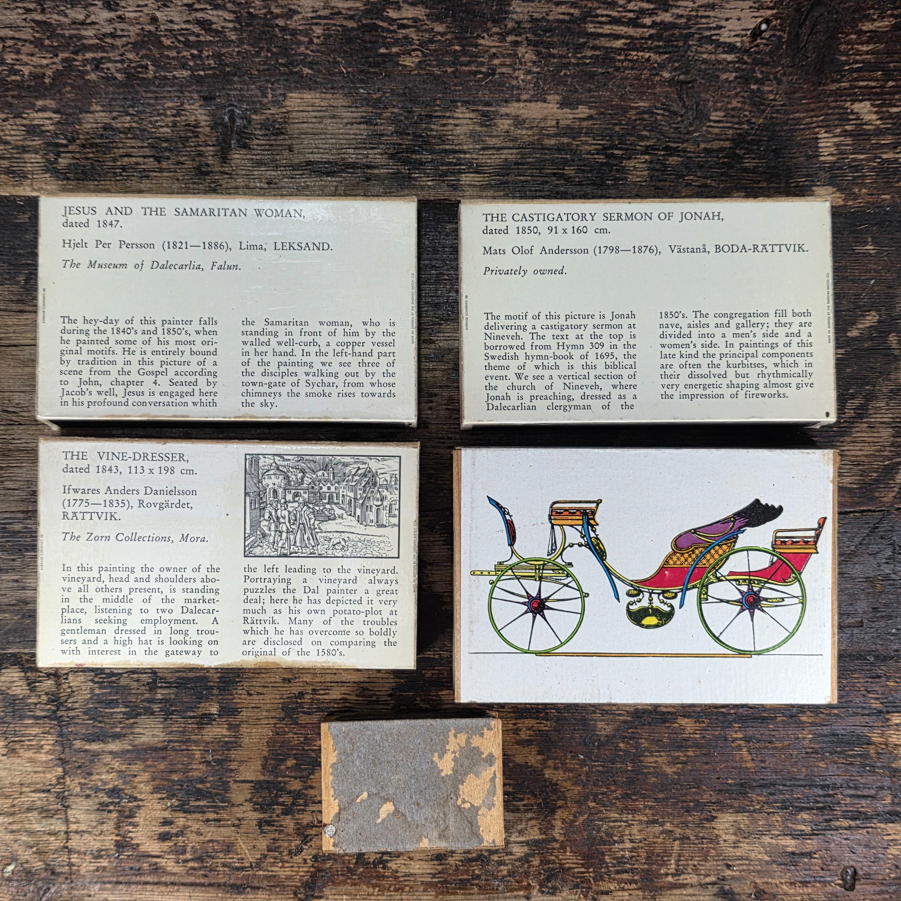 Vintage Matchbox Set, Swedish Folk Art & Coghlan’s Waterproof, 1960s–70s