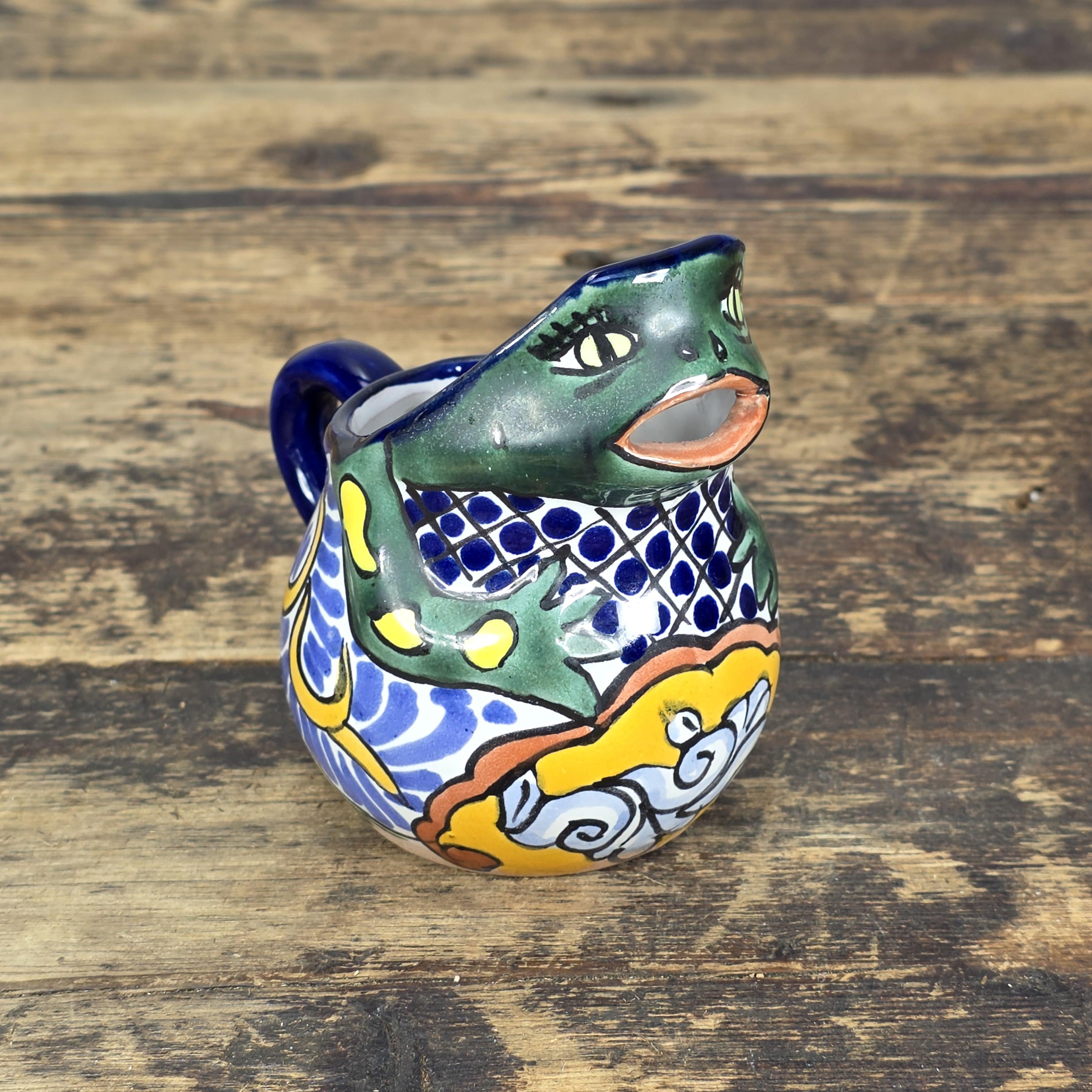 Vintage Talavera Mexico Frog Creamer – Hand Painted Folk Art Pottery