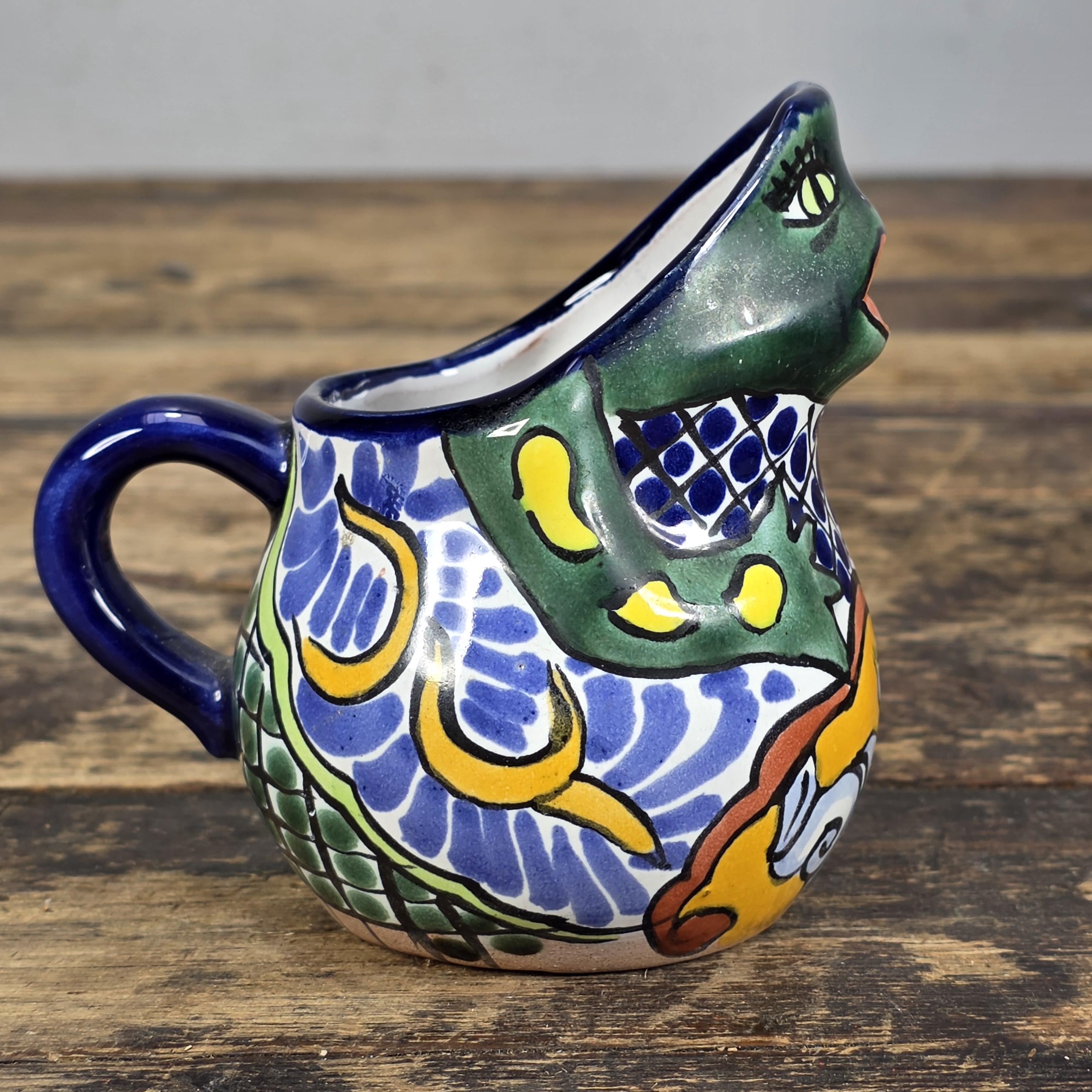 Vintage Talavera Mexico Frog Creamer – Hand Painted Folk Art Pottery