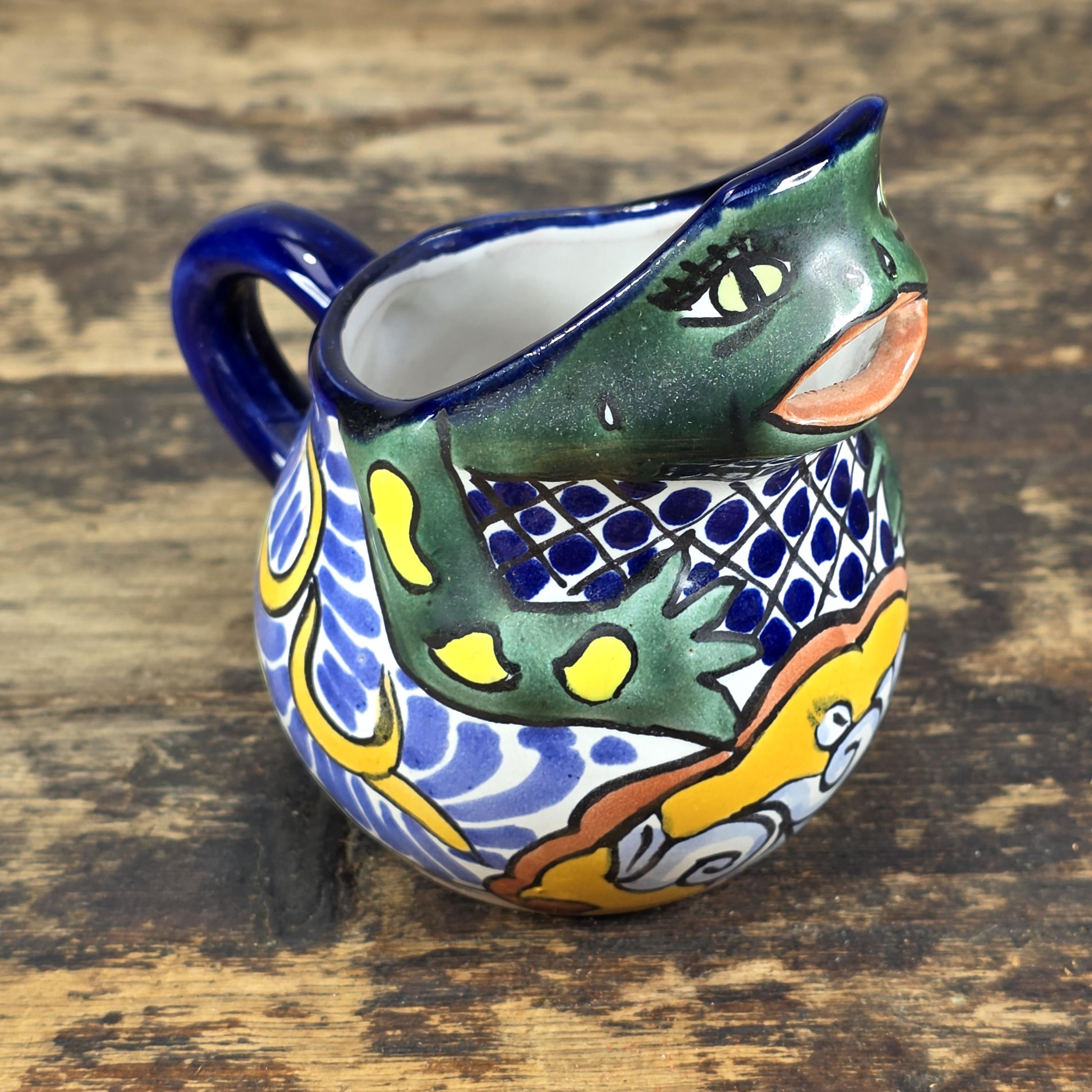 Vintage Talavera Mexico Frog Creamer – Hand Painted Folk Art Pottery