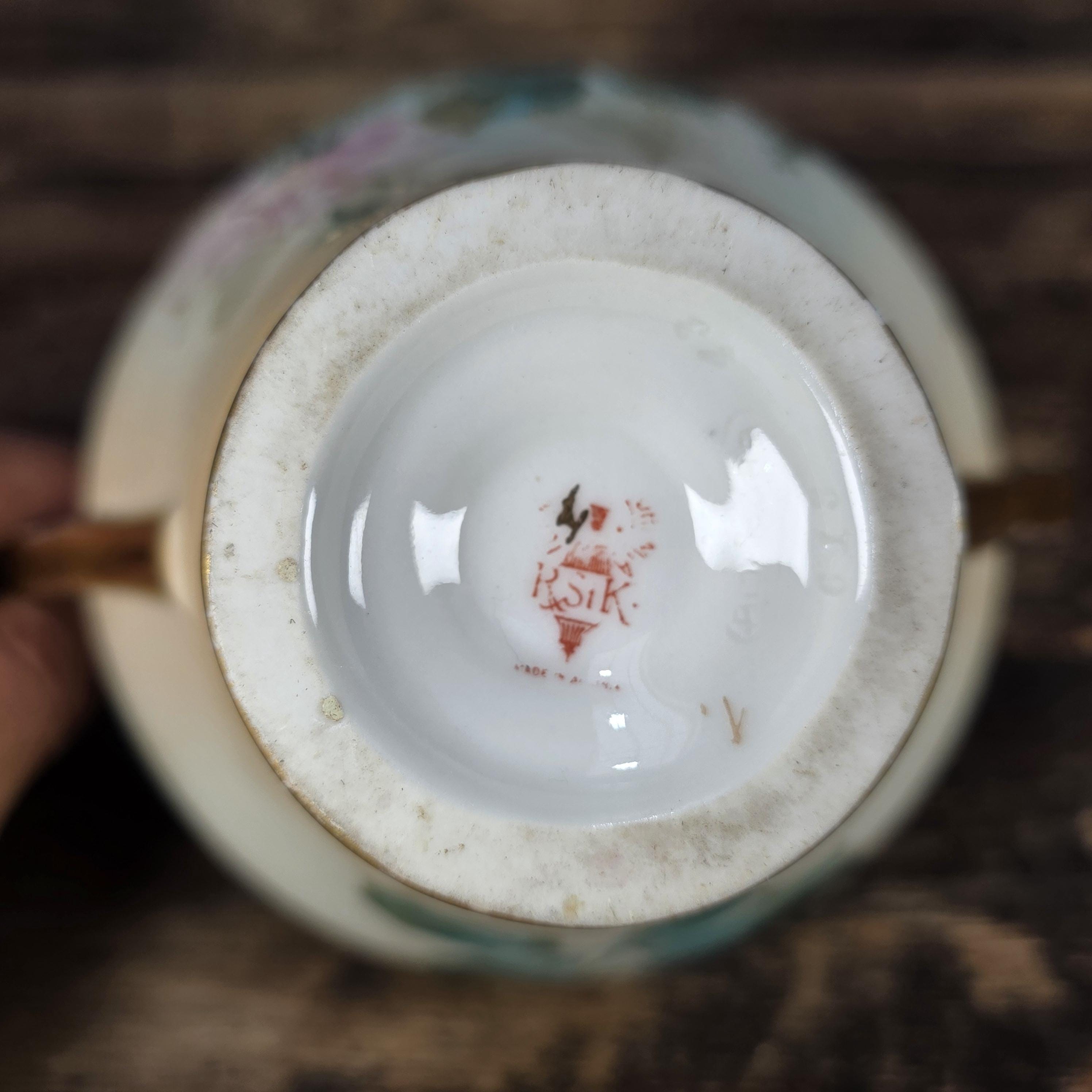 Antique RStK Bohemia Amphora Style Vase Hand Painted Roses Gold Austria c.1900