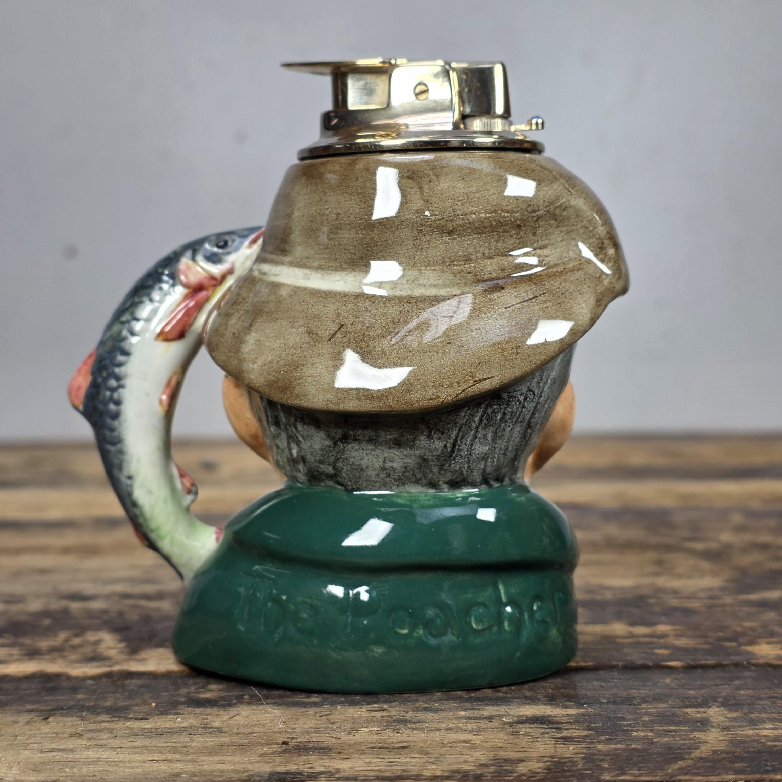 Royal Doulton The Poacher Character Jug Table Lighter Ronson Insert 1954 England