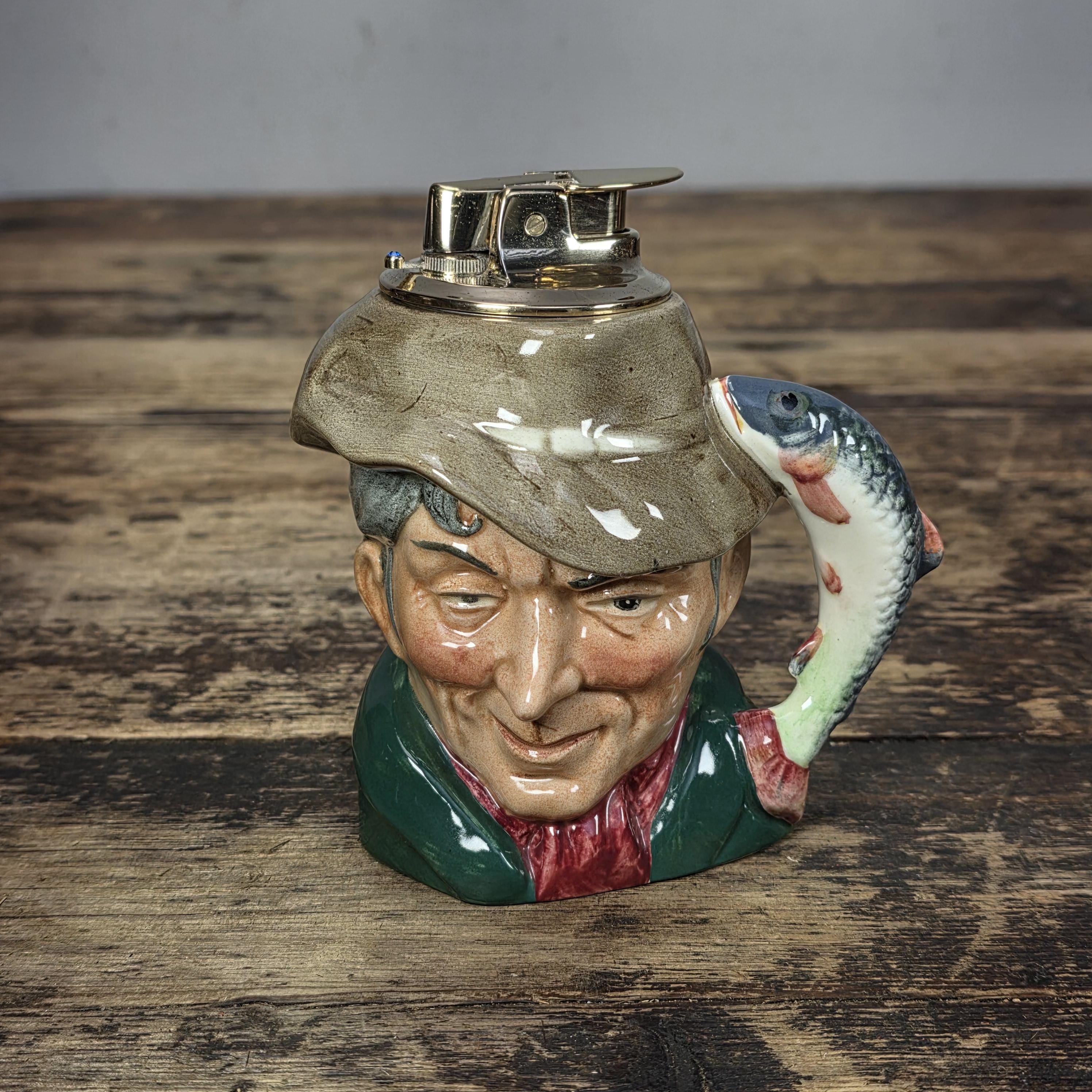 Royal Doulton The Poacher Character Jug Table Lighter Ronson Insert 1954 England