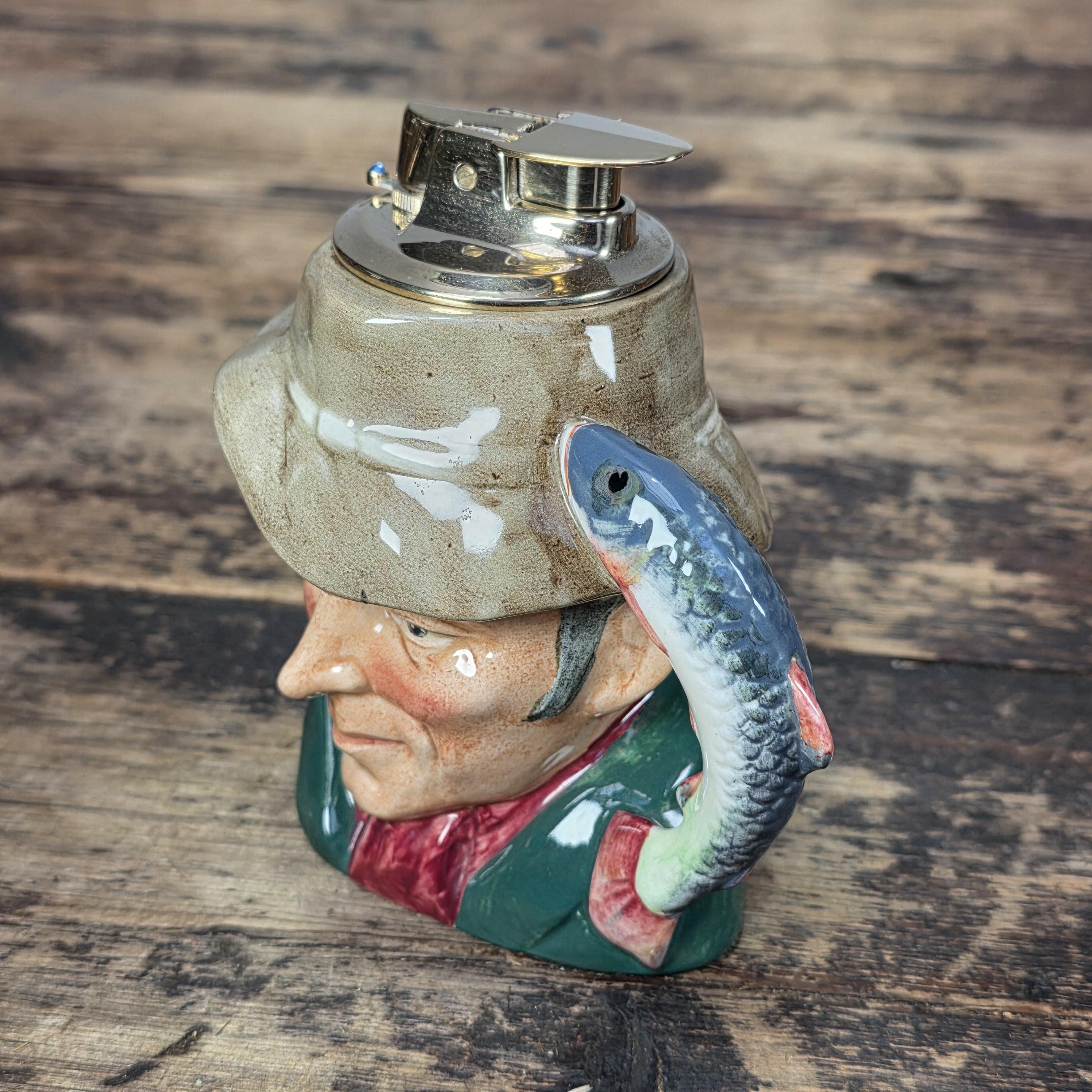 Royal Doulton The Poacher Character Jug Table Lighter Ronson Insert 1954 England