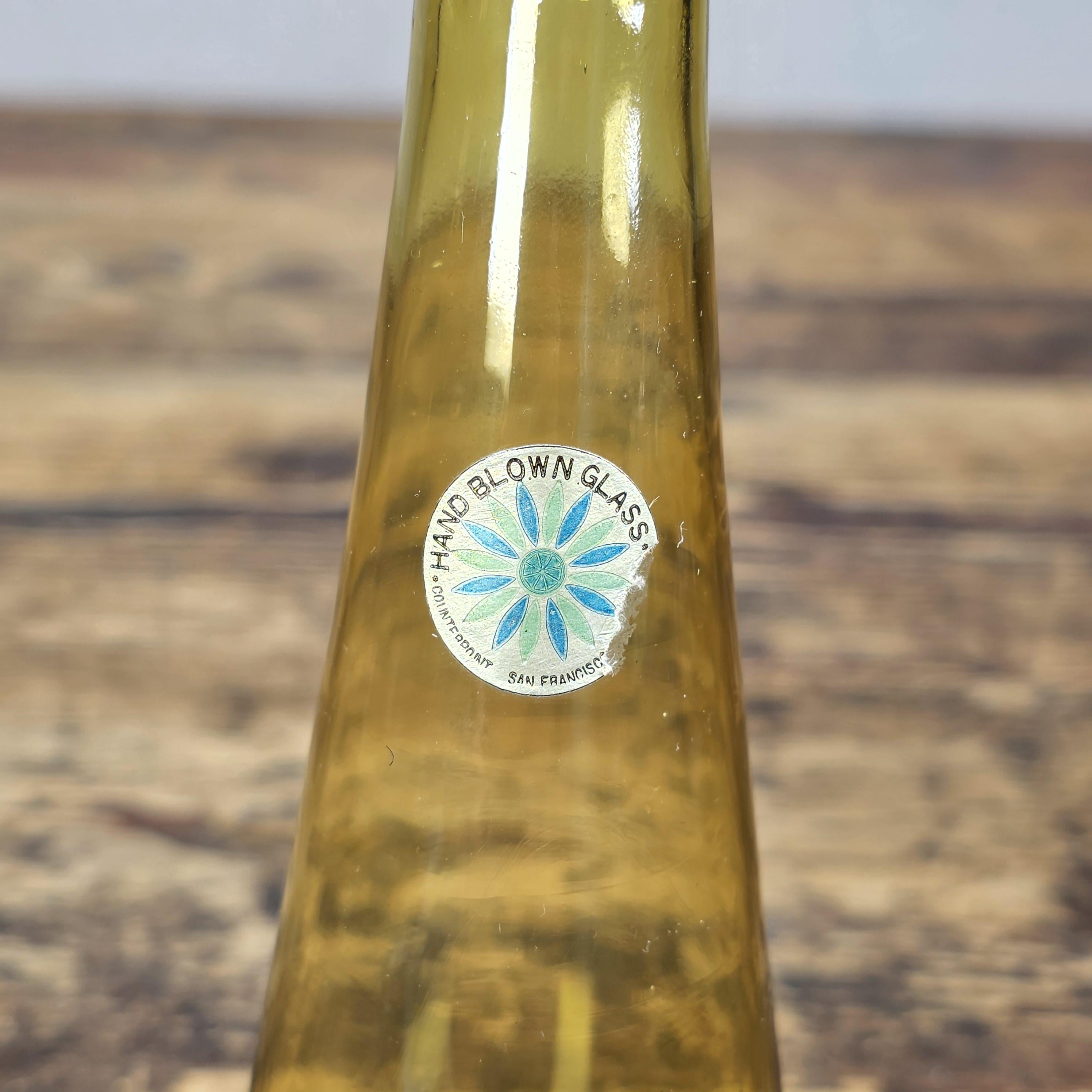 Counterpoint San Francisco Amber Hand Blown Glass Vase Made in Japan 1960s